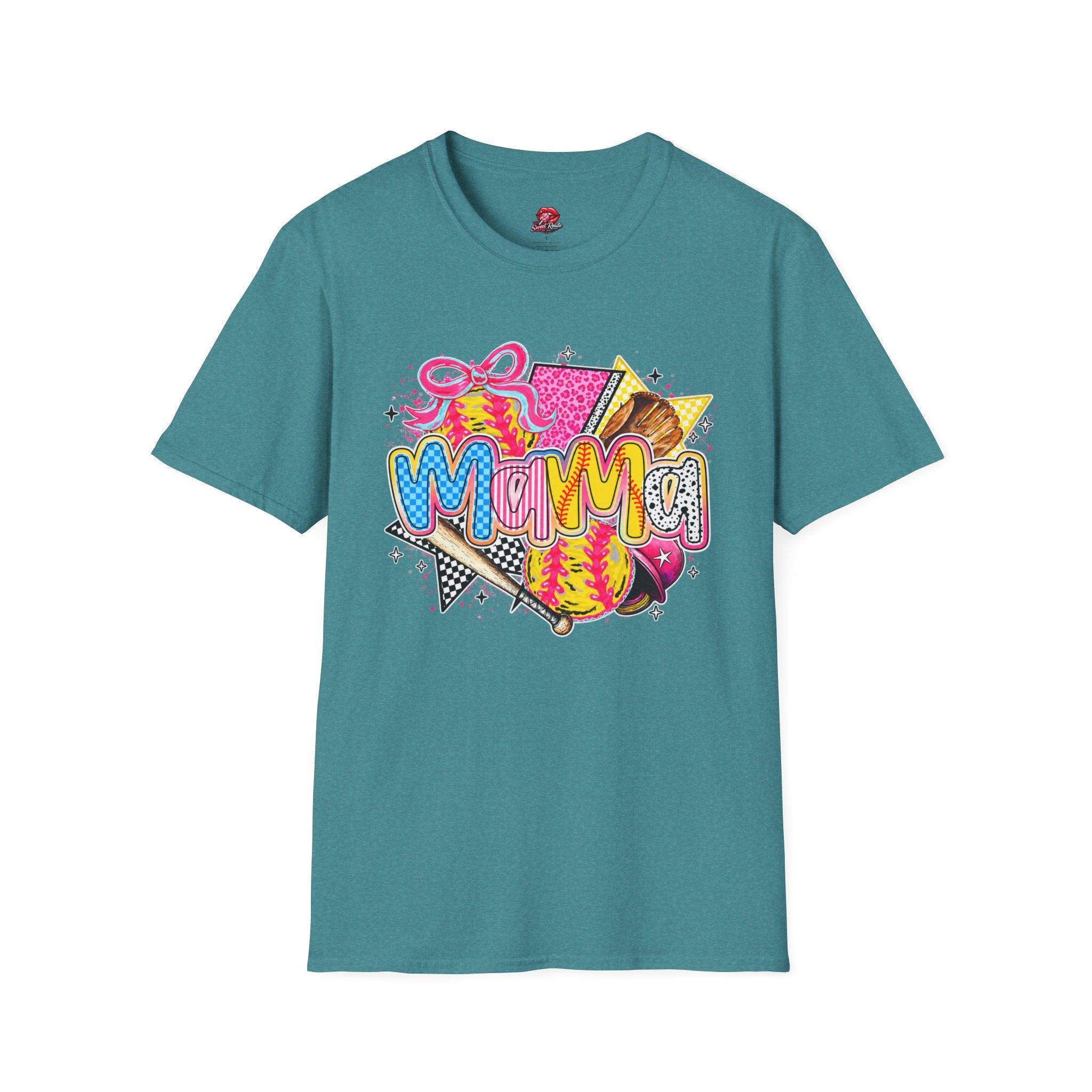 Mama Colorblock Softball Graphic T-Shirt