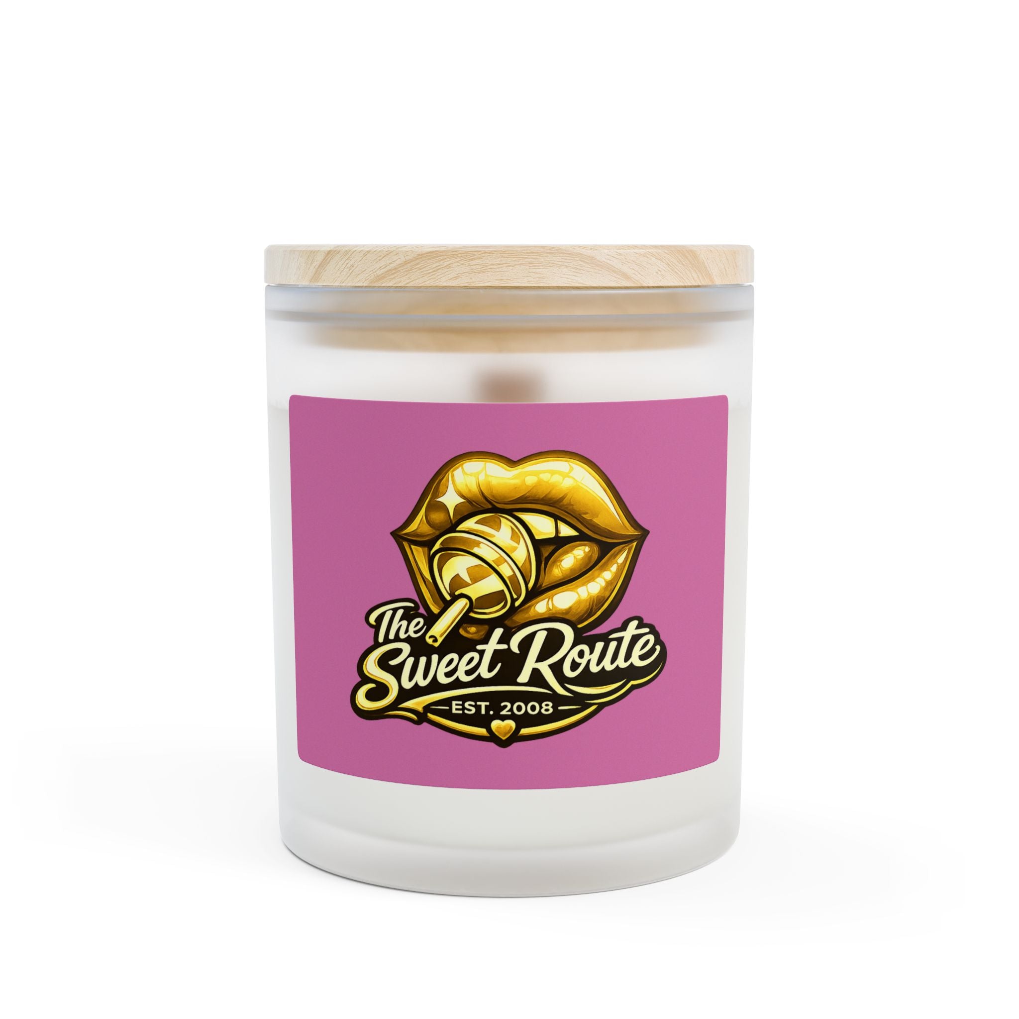 Gold Sweet Route Frosted Glass Candle, 11oz