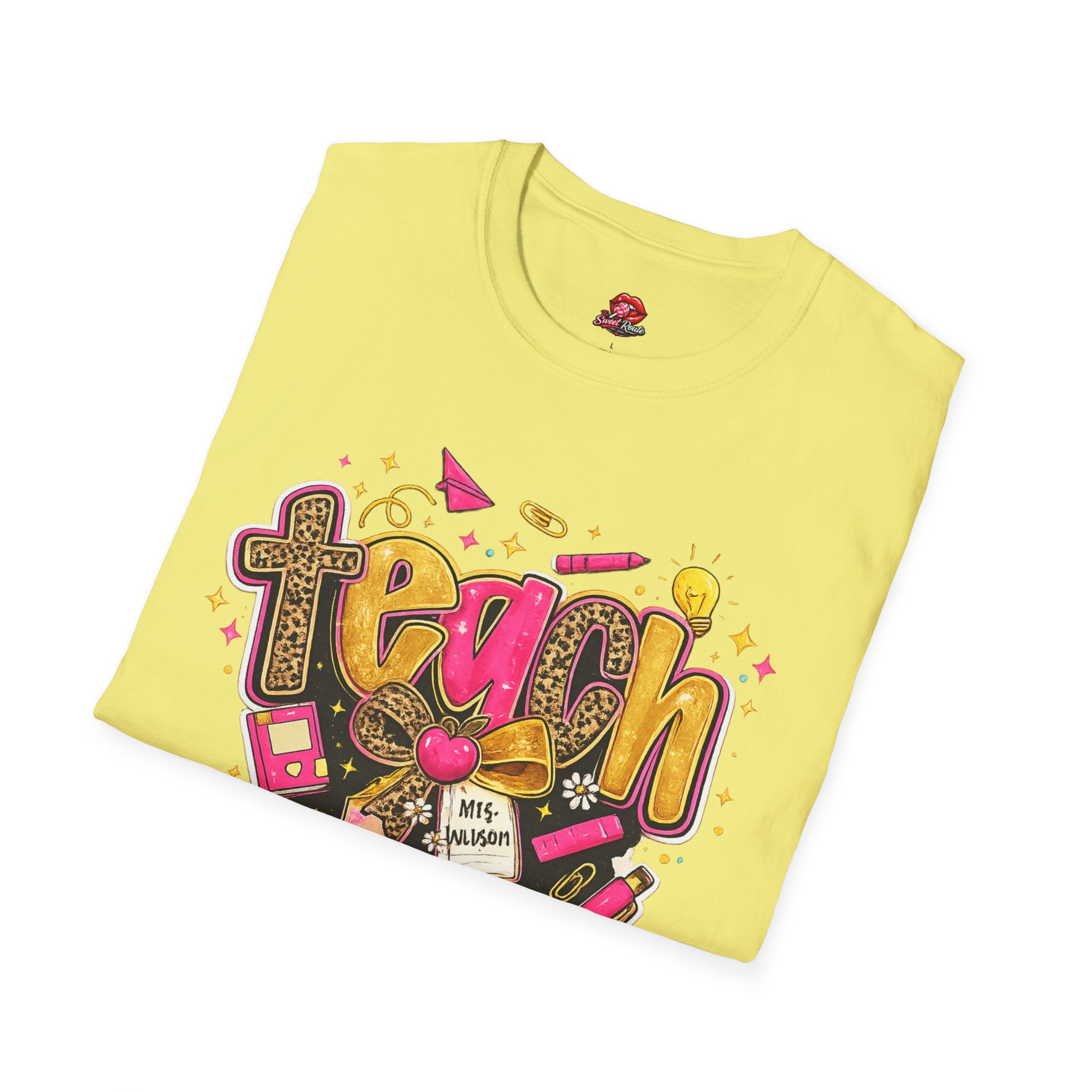 Teach Graphic Teacher T-Shirt | Colorful Retro Teacher Shirt | Cute Back to School Tee | Teacher Appreciation Gift