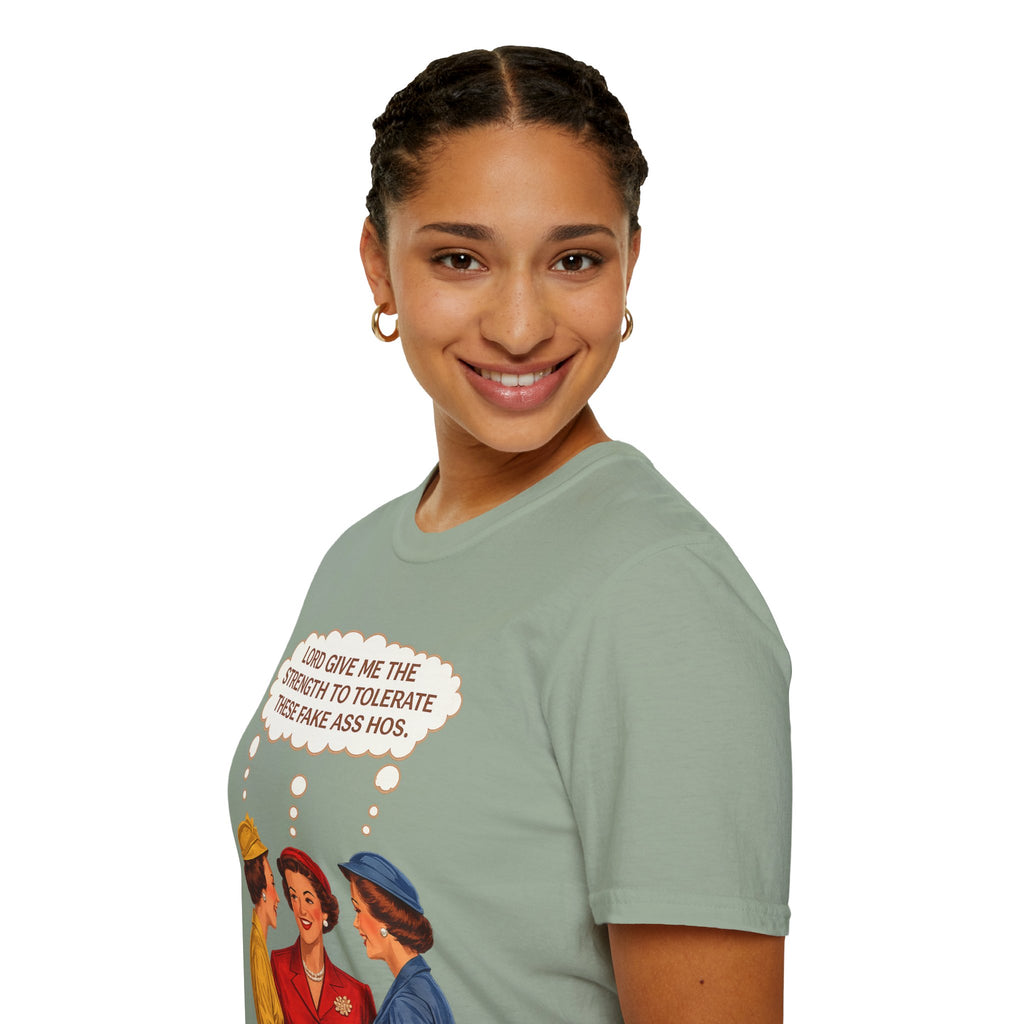 Lord Give Me The Strength To Tolerate These Fake Ass Hoes Retro Women Graphic Tee