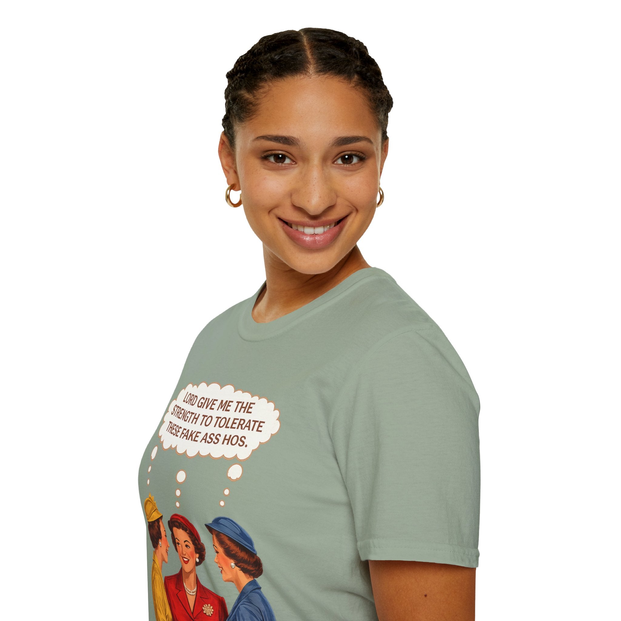 Lord Give Me The Strength To Tolerate These Fake Ass Hoes Retro Women Graphic Tee