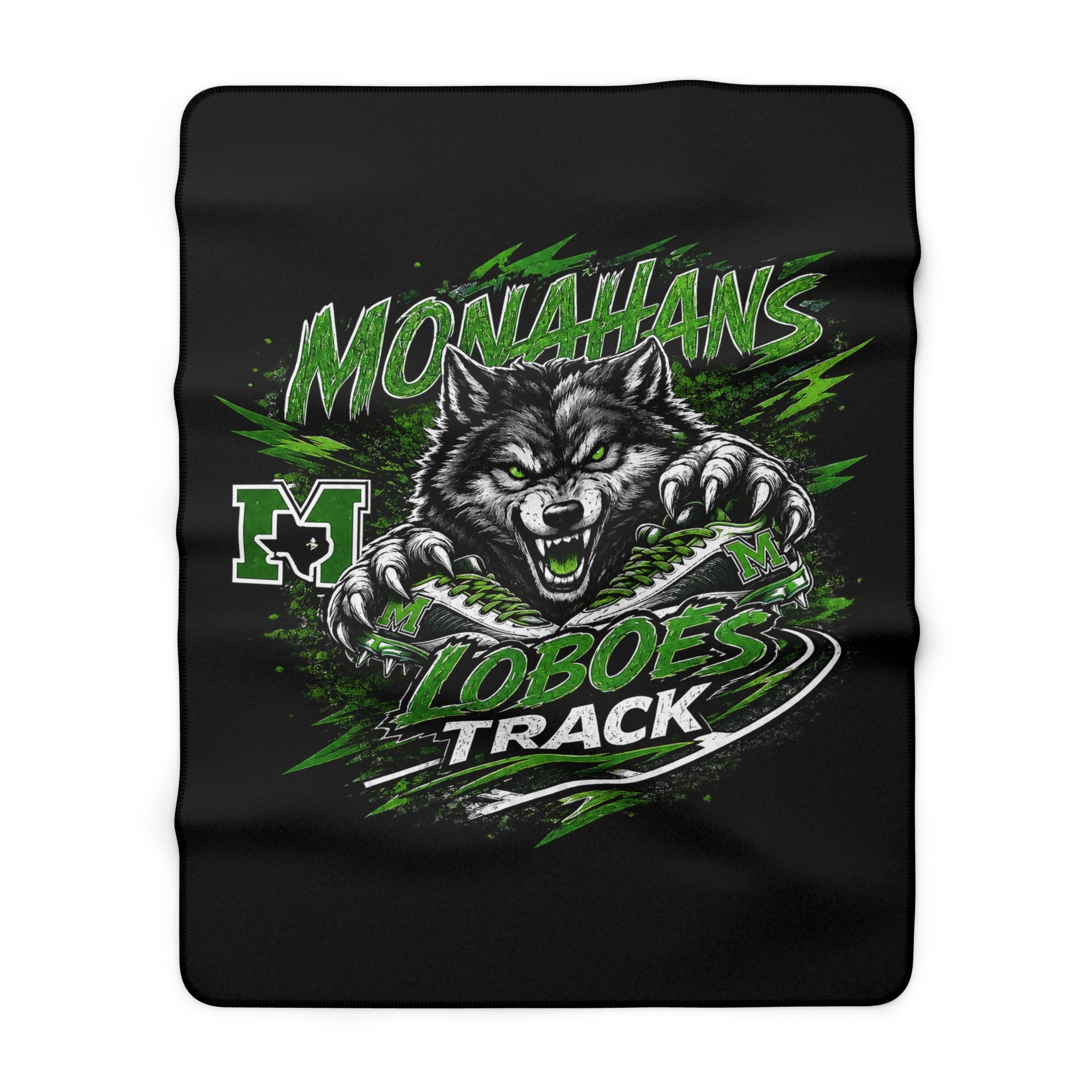Monahans Loboes Track Sherpa Fleece Blanket