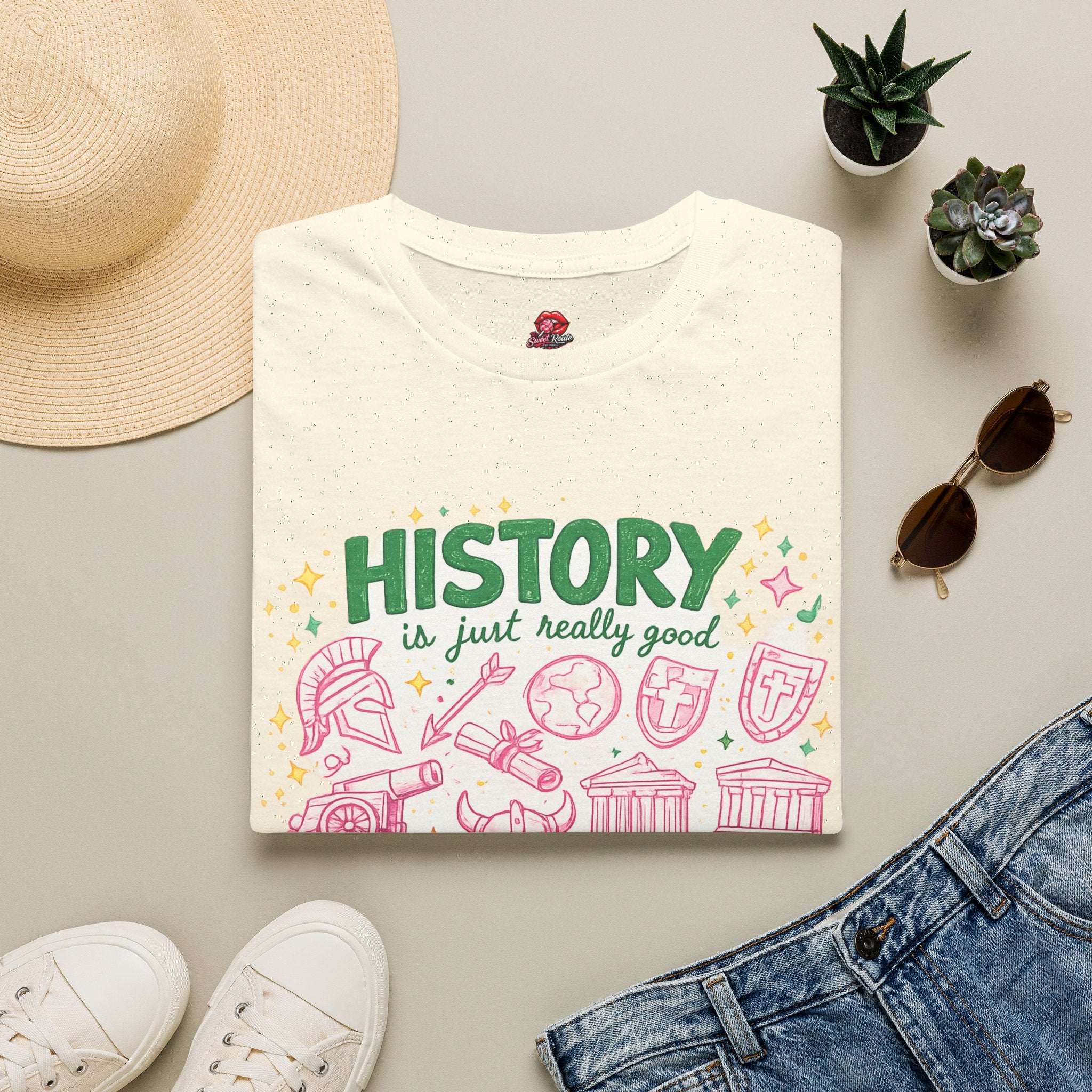 History Is Just Really Good Storytelling Teacher T-Shirt | Cute Retro History Teacher Graphic Tee | History Lover Gift