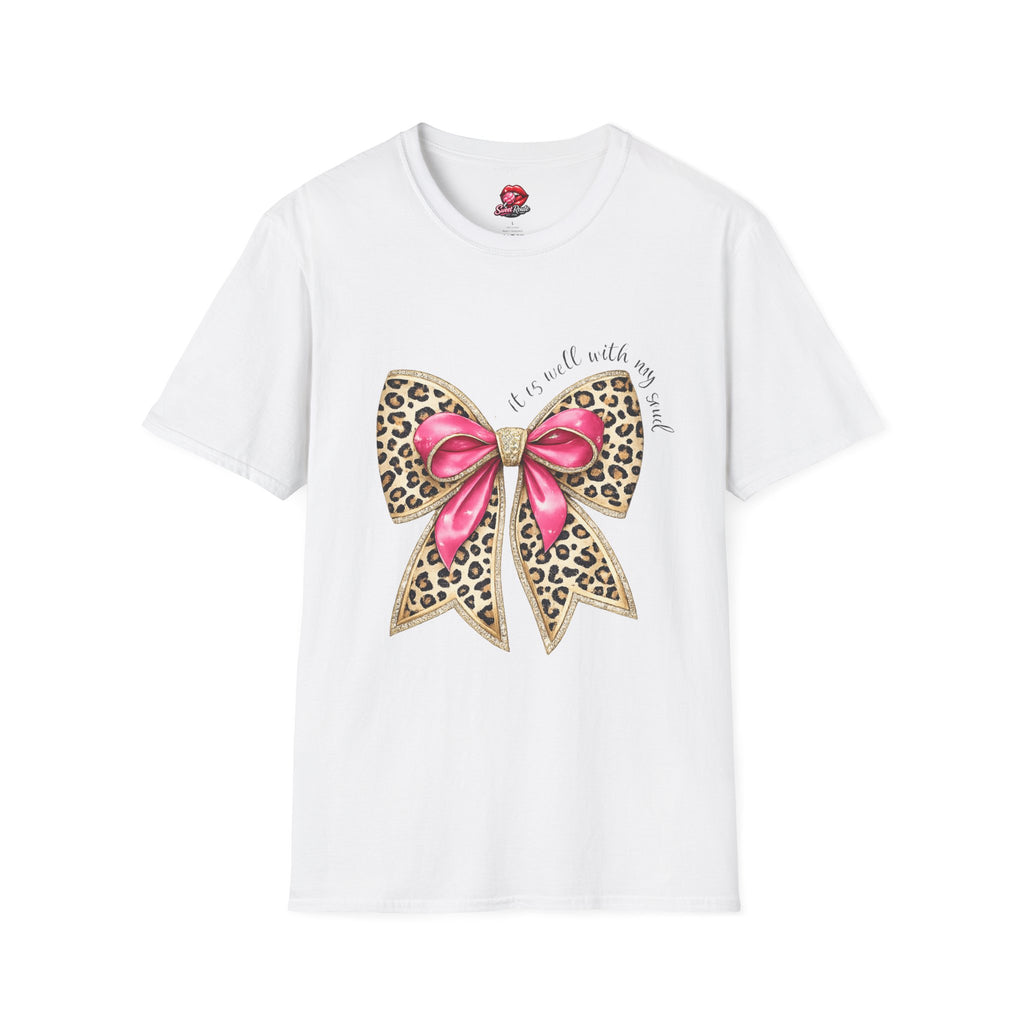 Leopard Bow with Pink Ribbon T-Shirt