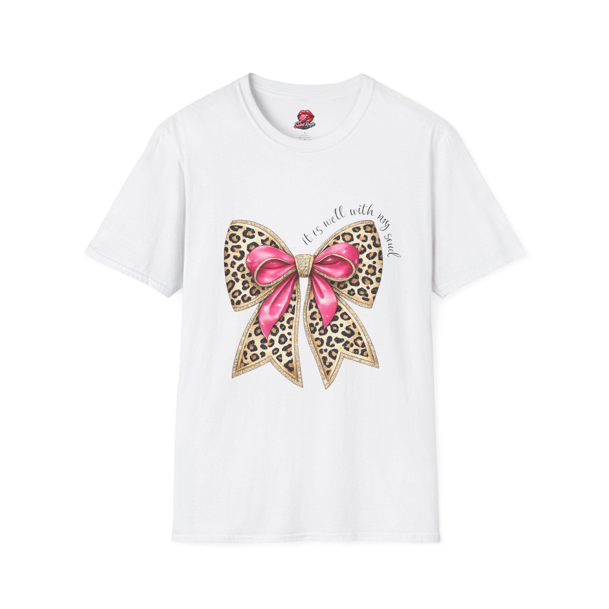 Leopard Bow with Pink Ribbon T-Shirt