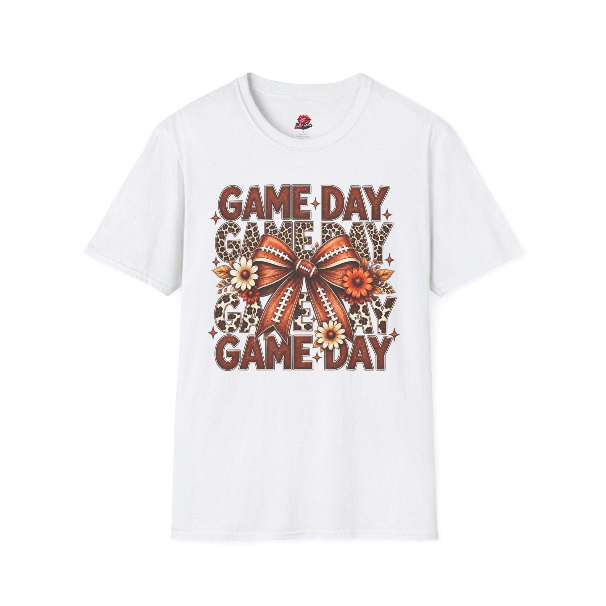 Floral Football Bow Game Day Tee