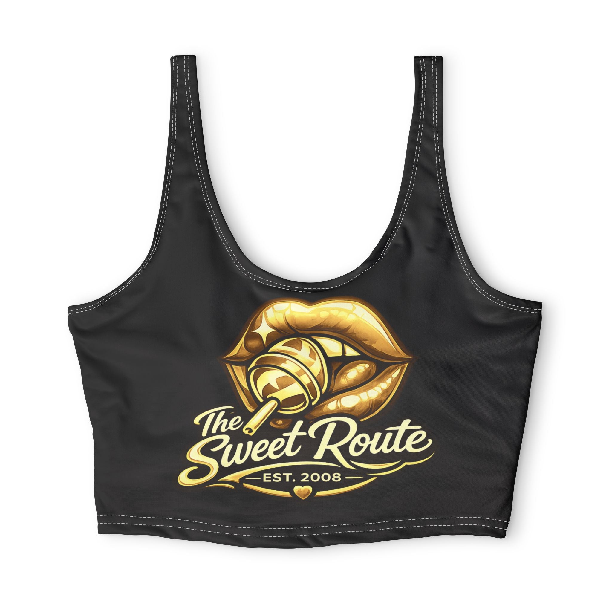 The Sweet Route Gold Logo Sports Bra