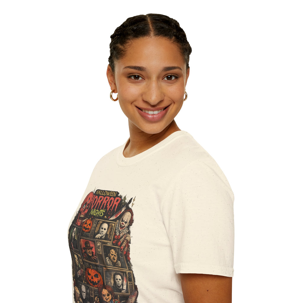 Halloween Horror Nights T-Shirt | Retro Horror Mask Collage Unisex Graphic Tee