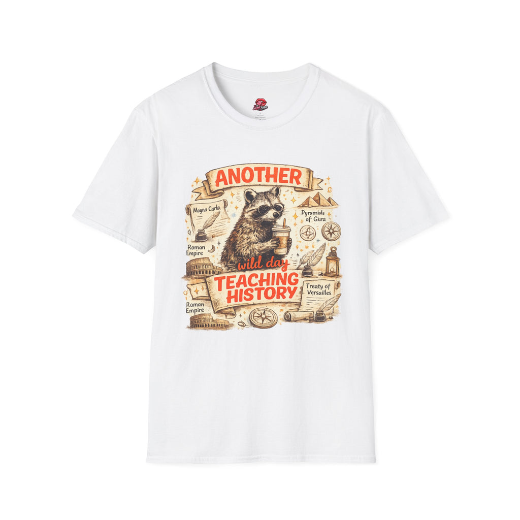Another Day Teaching History Vintage Raccoon Teacher T-Shirt | Funny History Teacher Graphic Tee | Social Studies Teacher Gift
