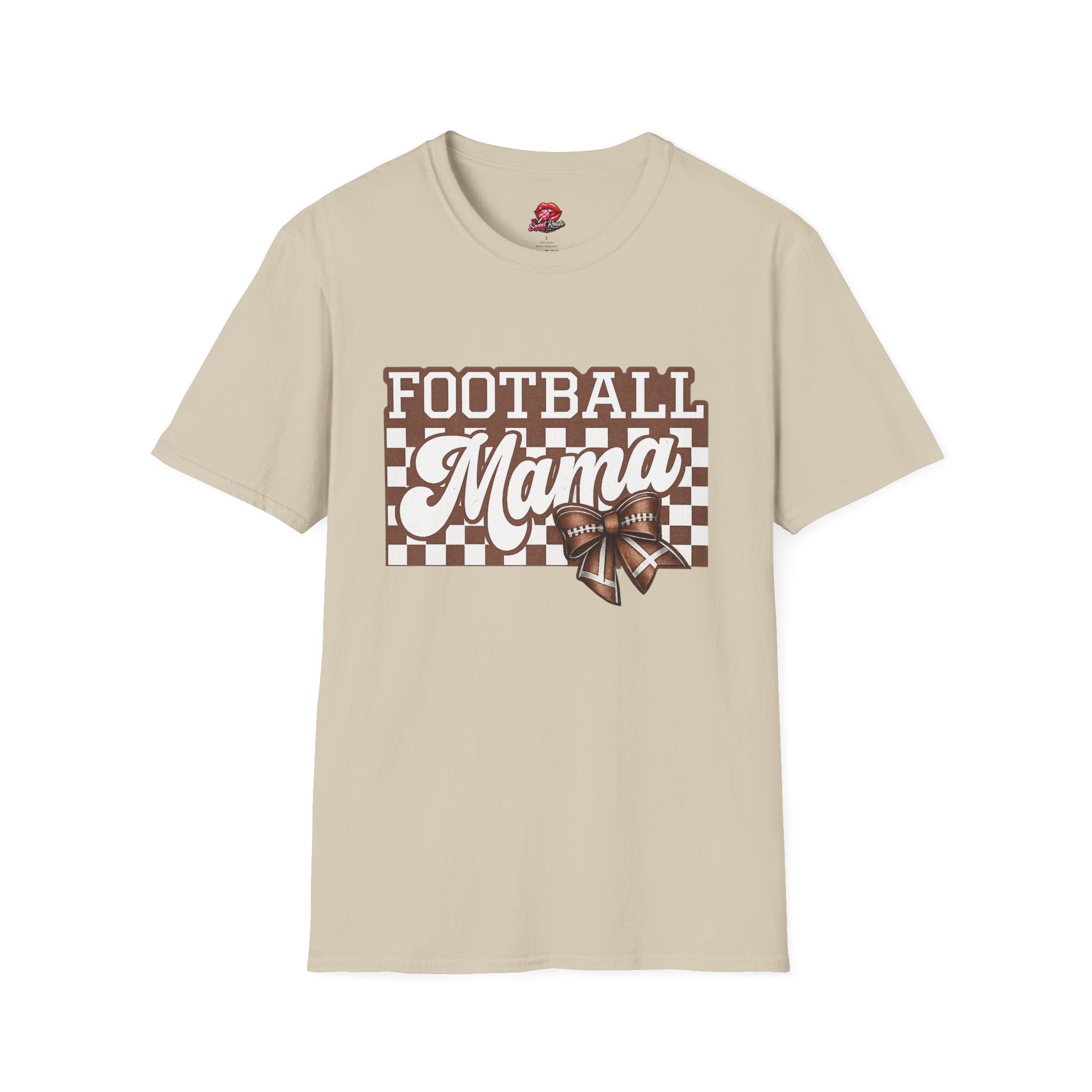 Football Mama T-Shirt | Vintage Brown Checkered Football Mom Tee | Game Day Shirt