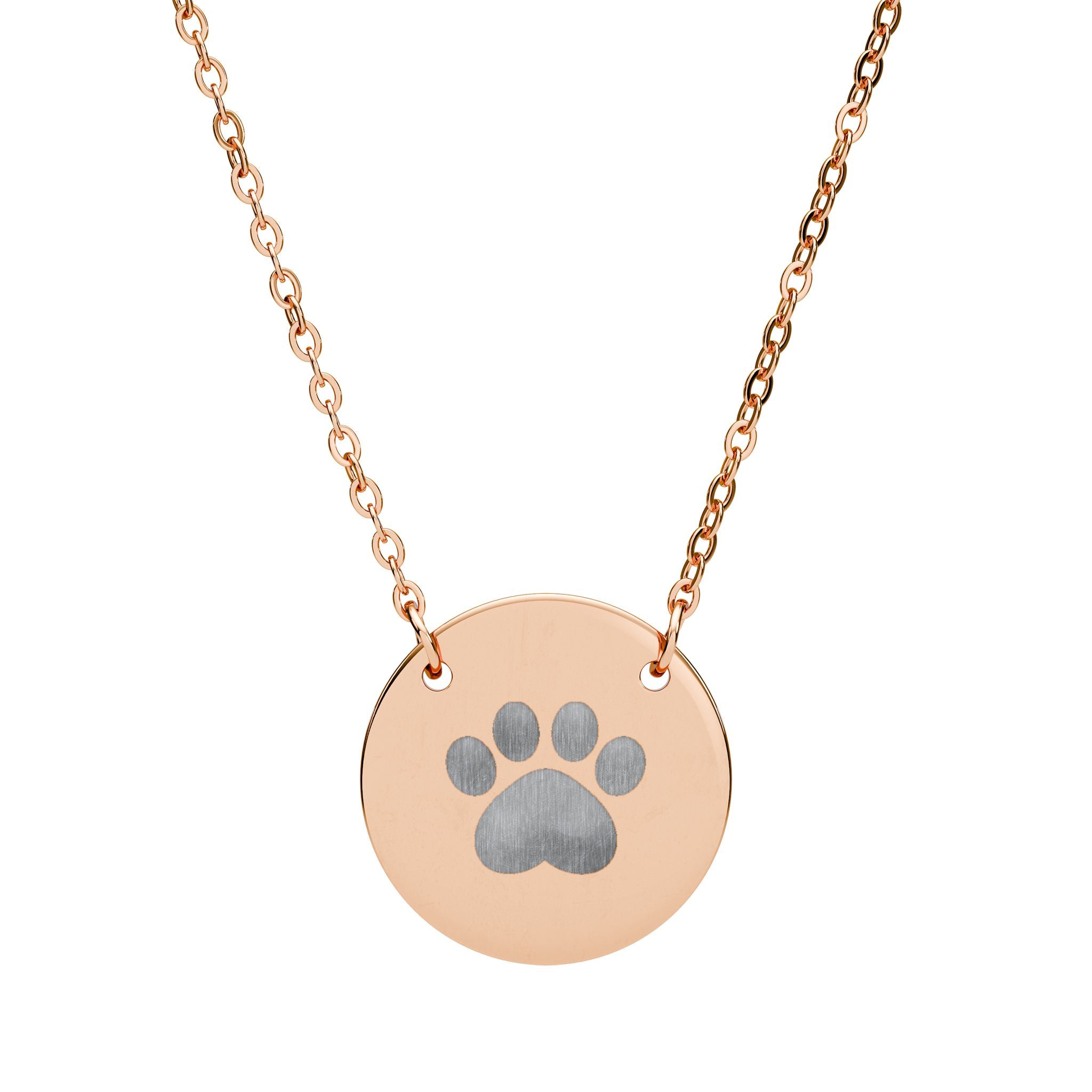 Paw Print Engraved Circle Necklace