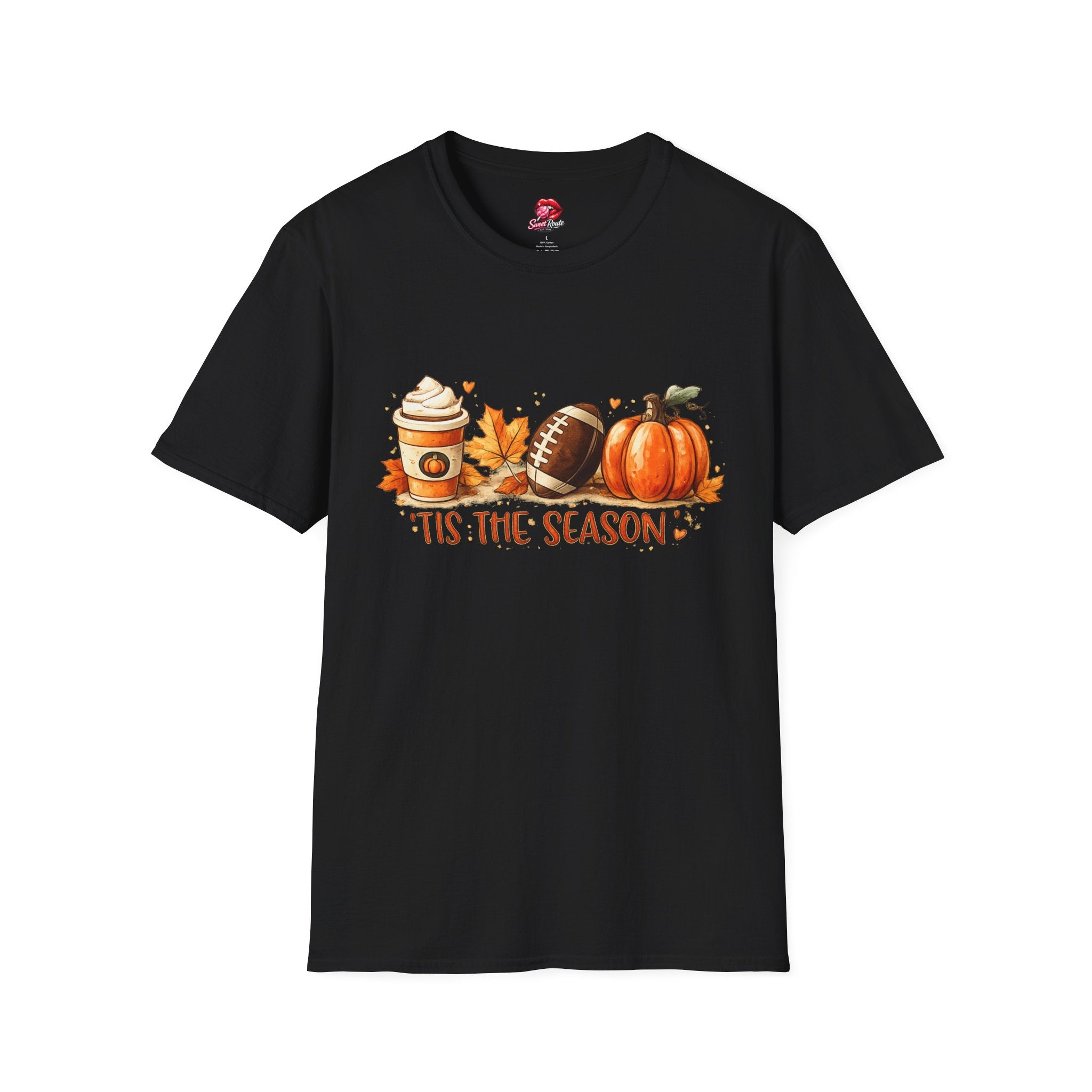 Pumpkin Coffee Football T-Shirt | ’Tis the Season Fall Football Tee | Autumn Game Day Shirt
