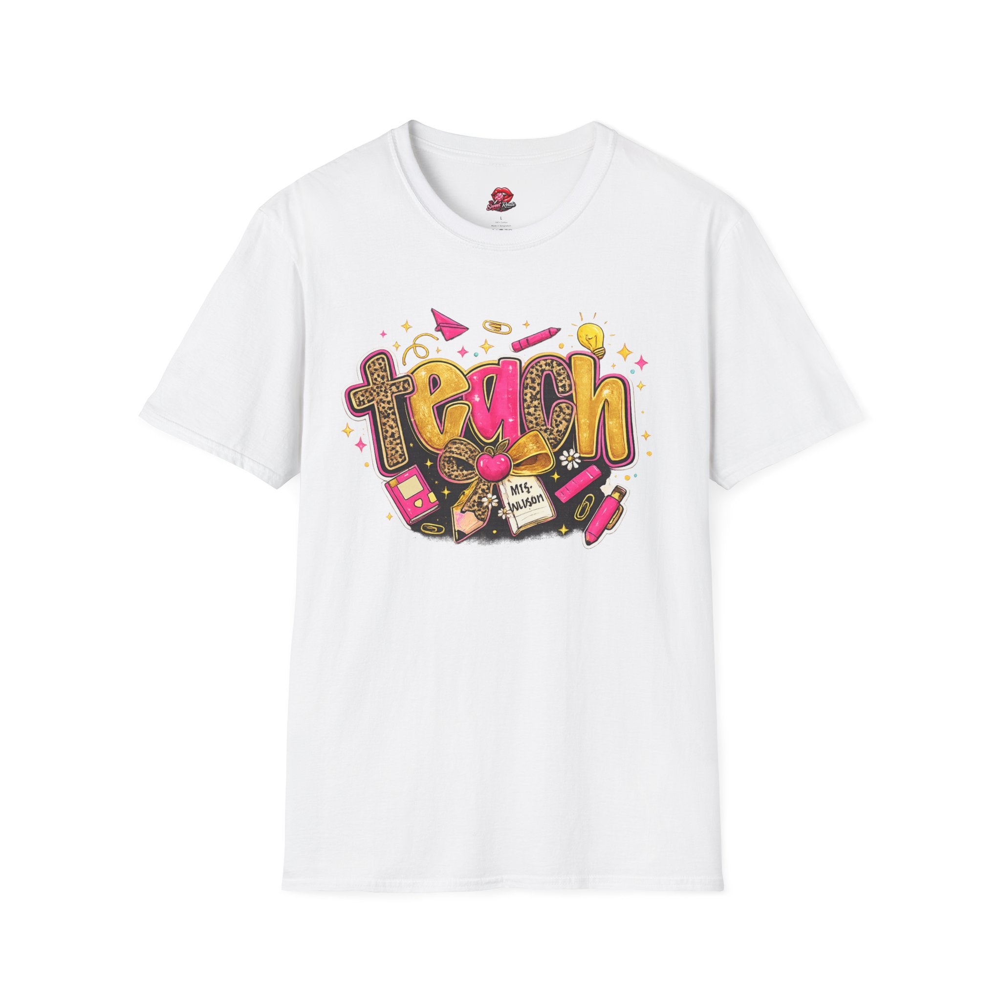 Teach Graphic Teacher T-Shirt | Colorful Retro Teacher Shirt | Cute Back to School Tee | Teacher Appreciation Gift