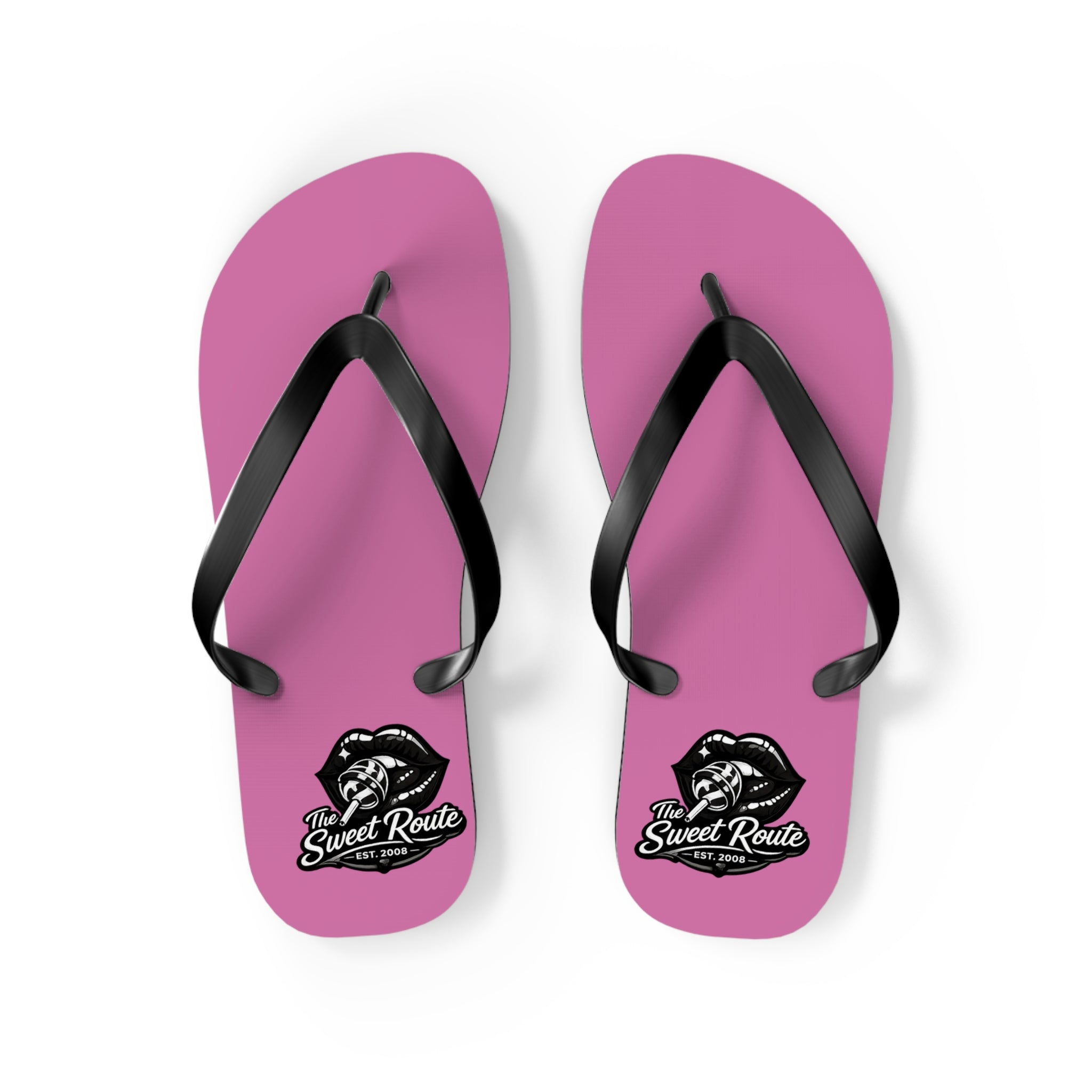 Pink Sweet Route Logo Beach Sandals