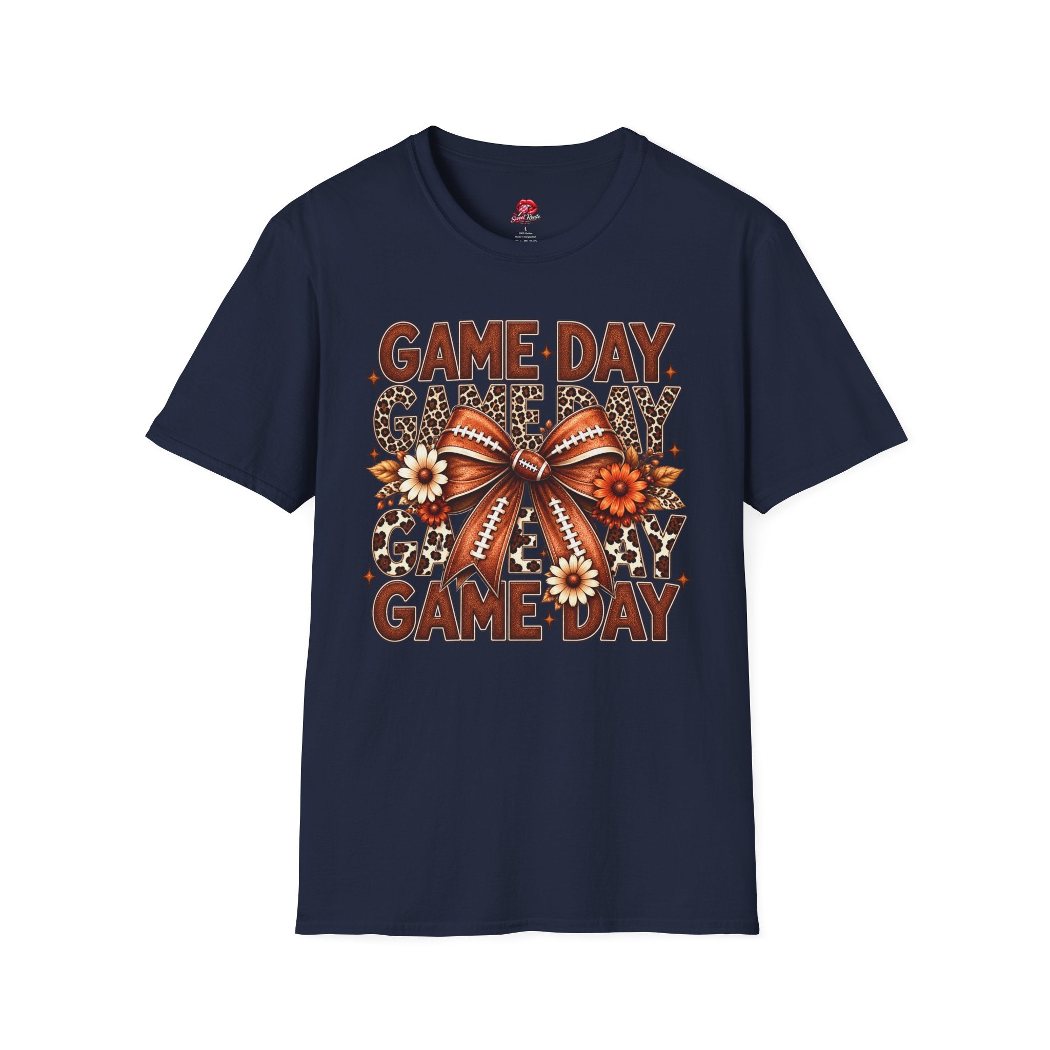 Floral Football Bow Game Day Tee