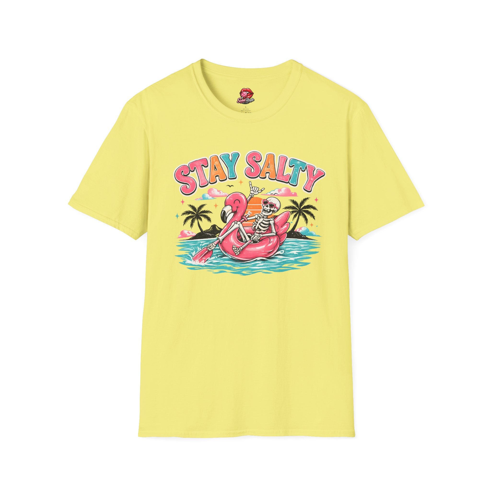 Stay Salty skeleton flamingo float T-Shirt