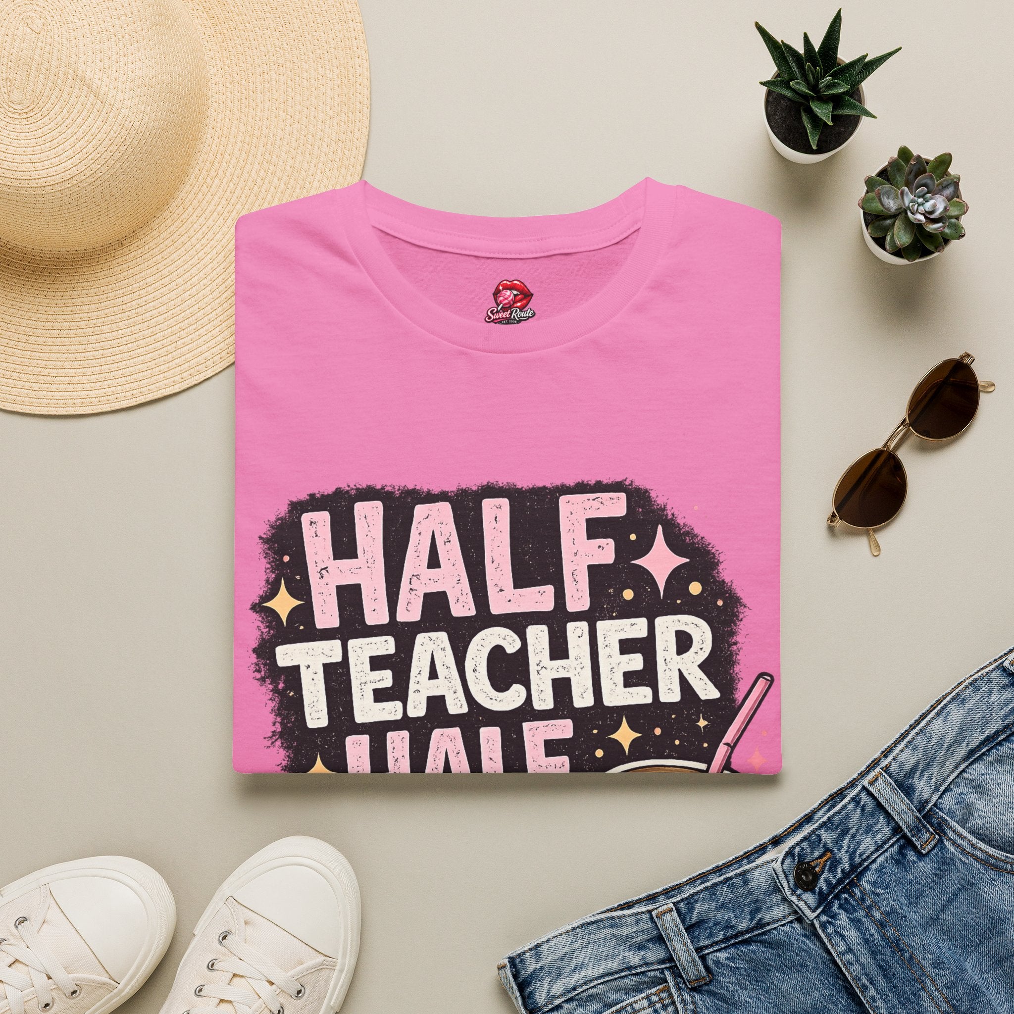 Half Teacher Half Coffee T-Shirt | Funny Teacher Coffee Shirt | Cute Caffeine Lover Tee | Teacher Appreciation Gift