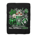 Fall, Football & Loboes Sherpa Blanket – Cozy Green Paw Print Team Throw