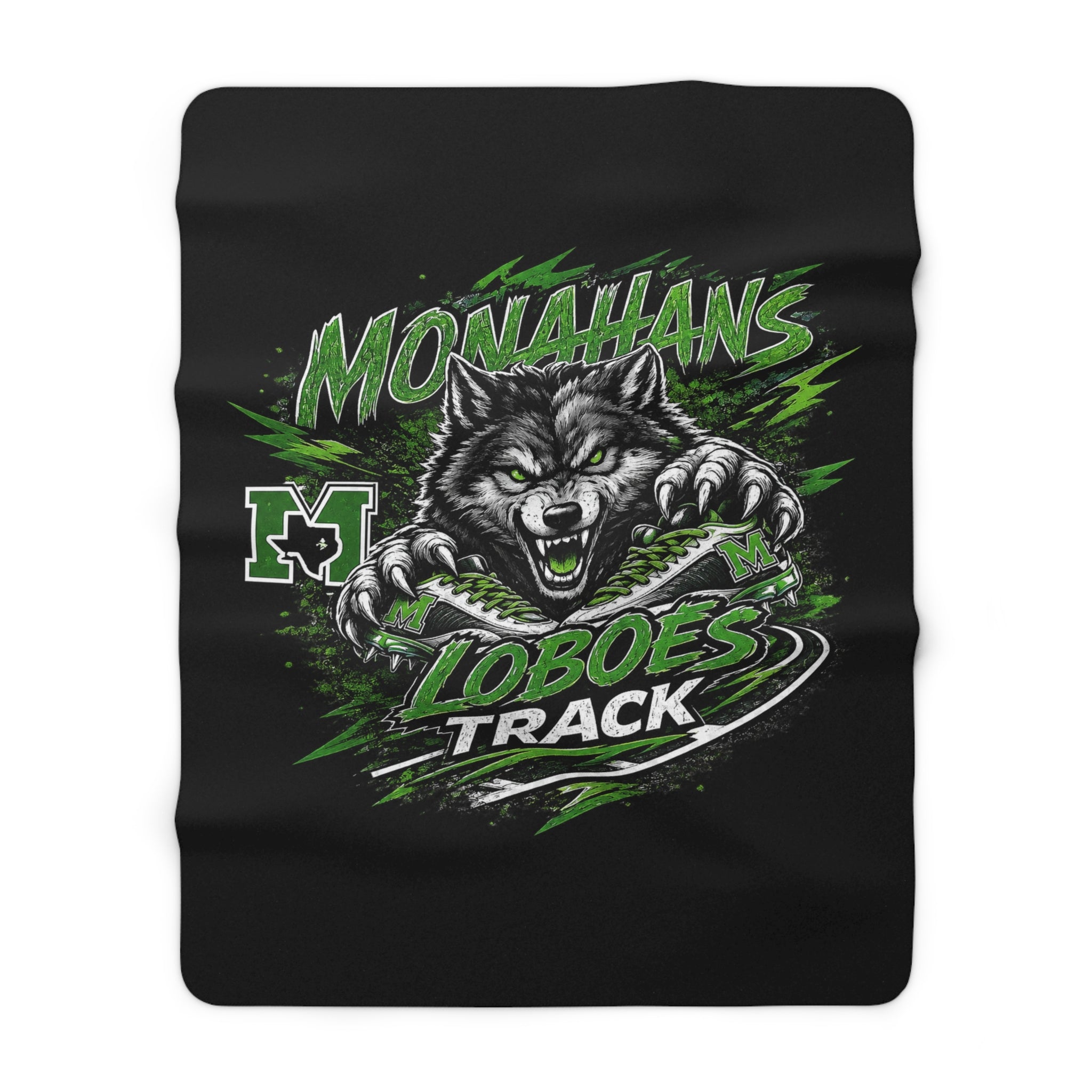 Monahans Loboes Track Sherpa Fleece Blanket
