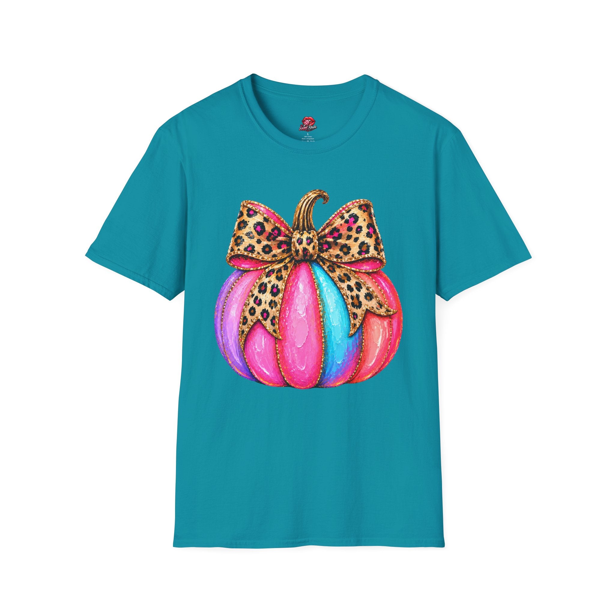 Leopard Bow Rainbow Pumpkin T-Shirt