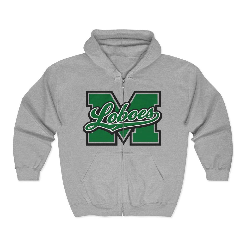 Green Block Letter Varsity Style Full-Zip Sweatshirt