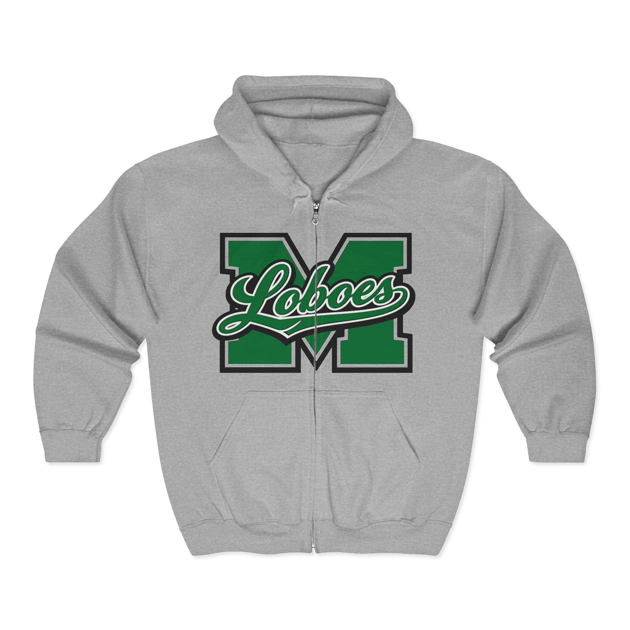 Green Block Letter Varsity Style Full-Zip Sweatshirt