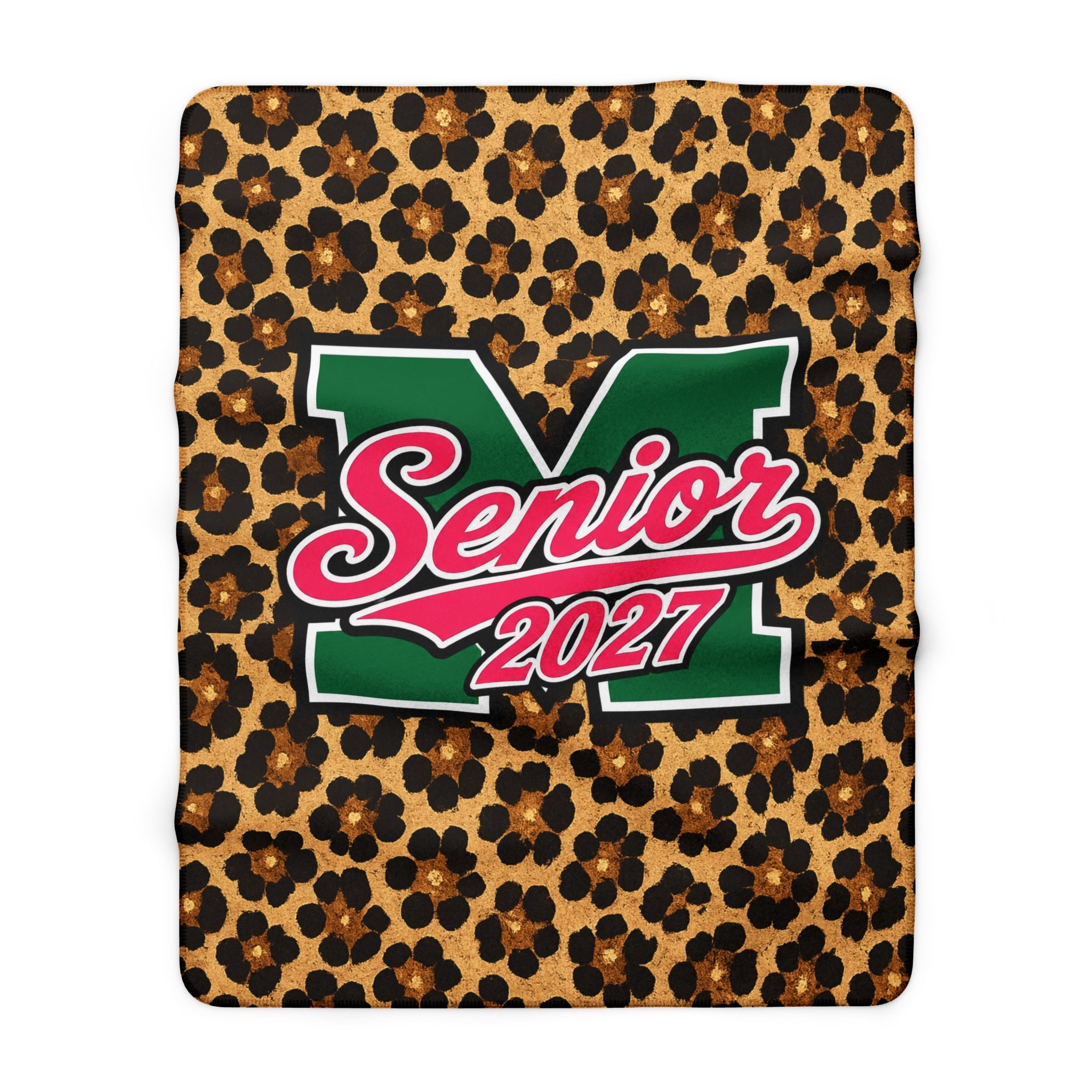 Senior 2027 Leopard Sherpa Fleece Blanket