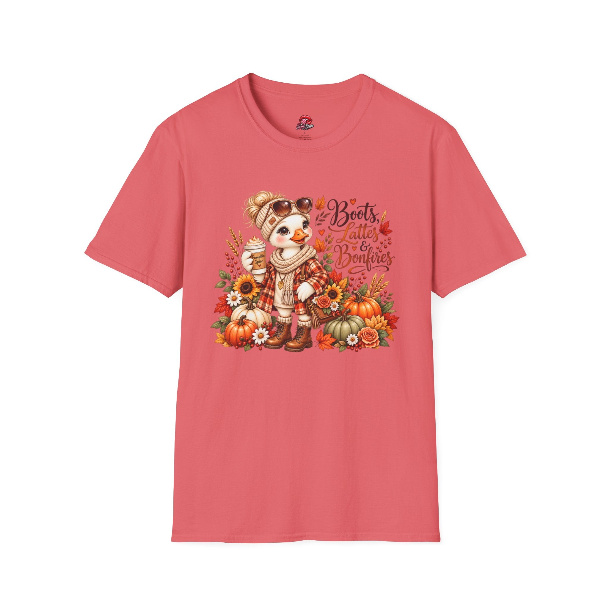 Boots, Lattes & Bonfires Cute Fall T-Shirt