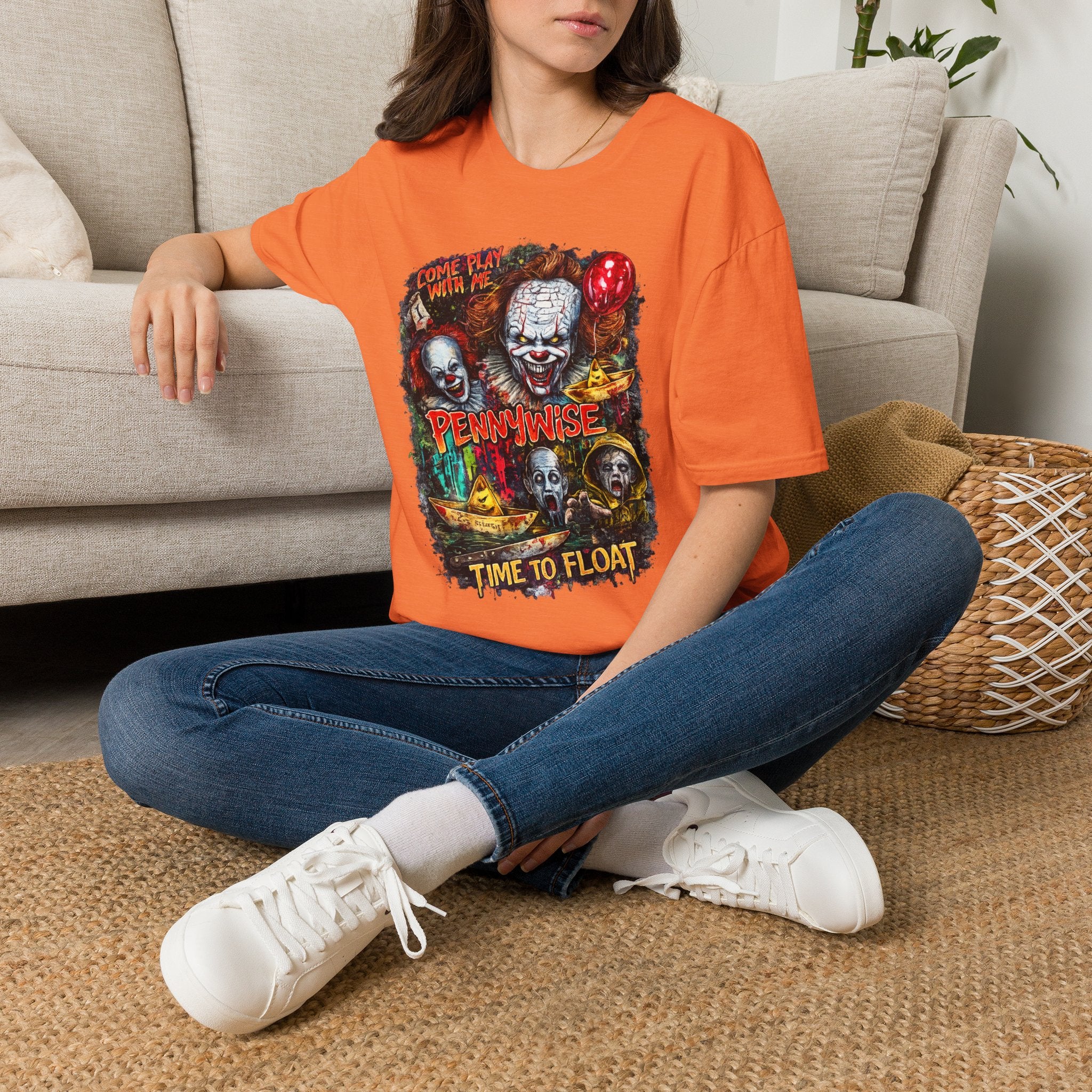 Come Play With Me Pennywise Shirt | Retro Horror Movie T-Shirt | Vintage Creepy Clown Halloween Graphic Tee | Spooky Halloween Shirt