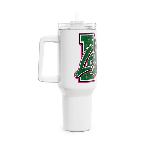 40oz Stainless Green Varsity Loboes Design, Insulated Tumbler