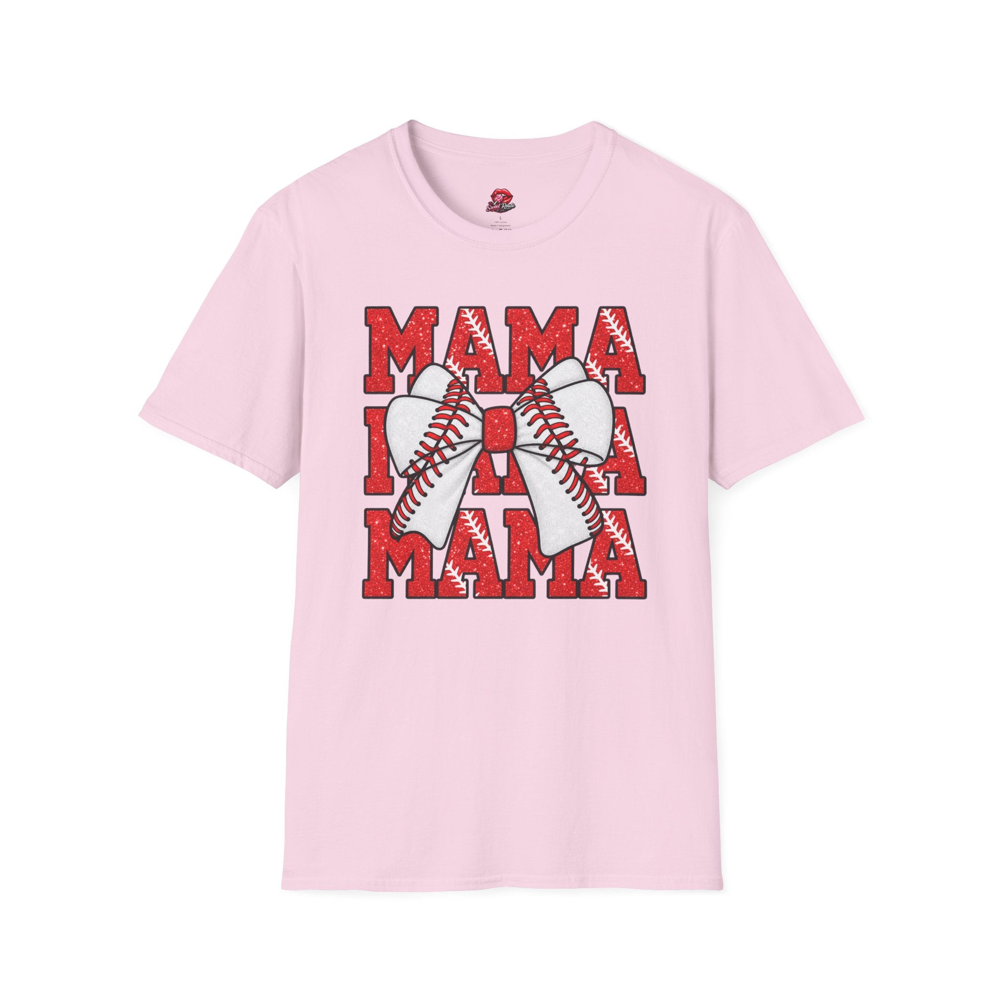 Red Glitter Baseball Mom Tee