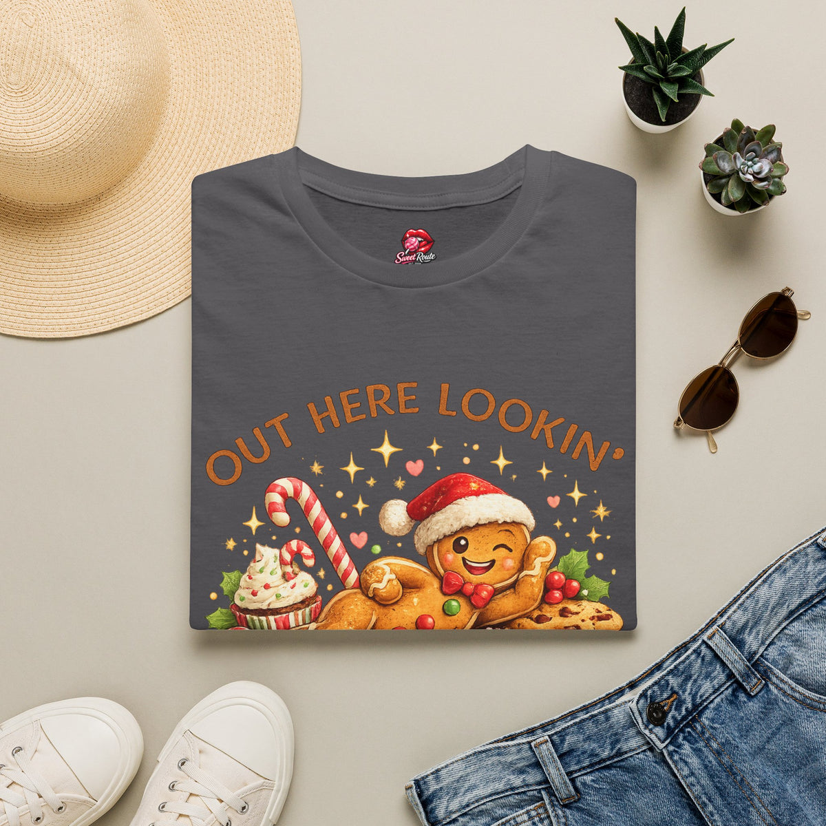 Gingerbread Cookie Santa Hat T-Shirt