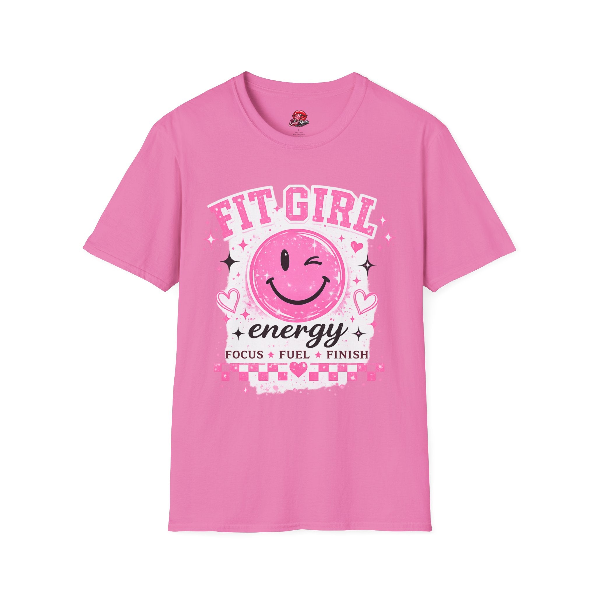 Fit Girl Pink Smiley Fitness Tee