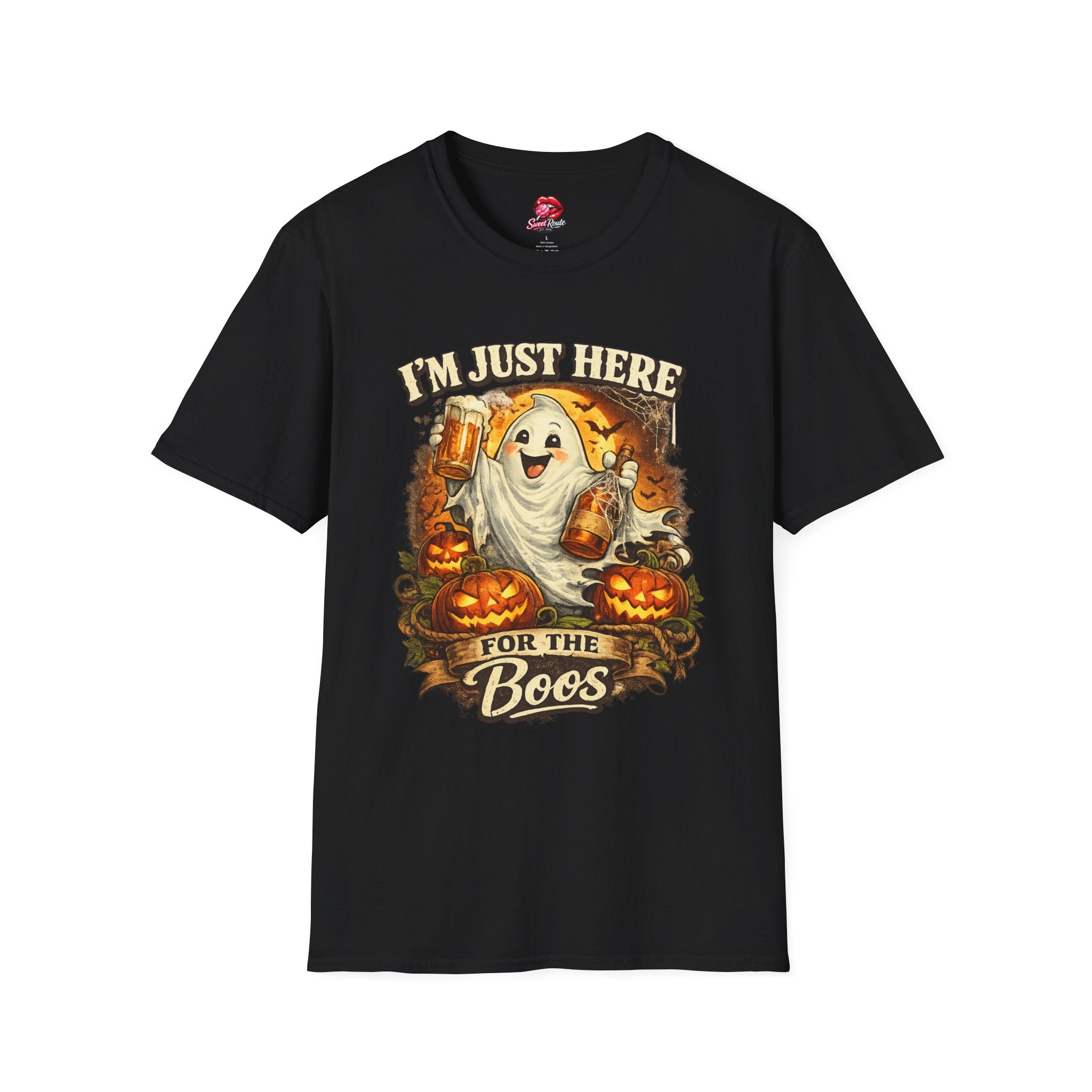 I’m Just Here for the Boos T-Shirt | Funny Halloween Ghost Shirt | Cute Spooky Season Tee | Pumpkin Fall Graphic Tee | Halloween Party Shirt