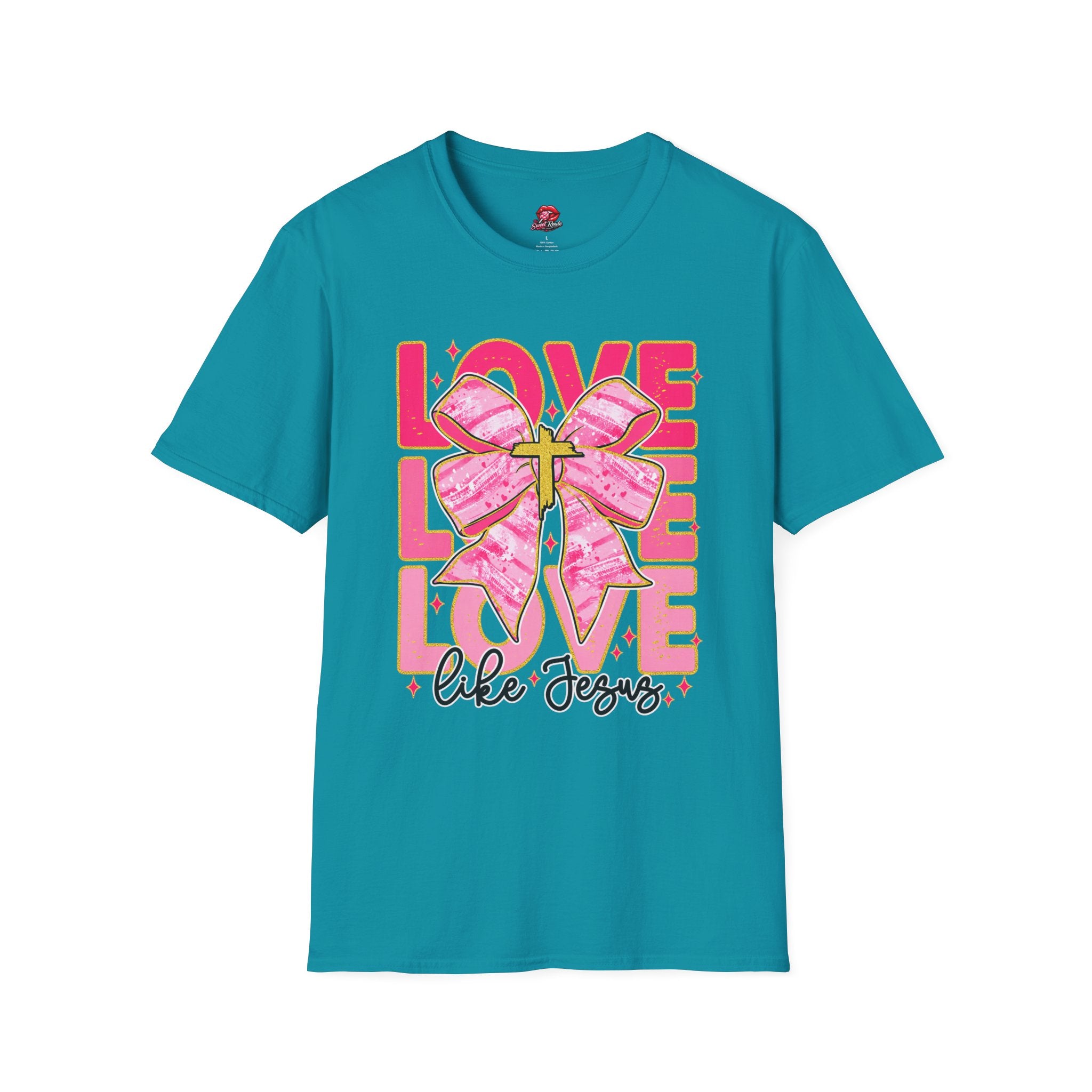 Love Like Jesus Pink Bow Graphic Tee