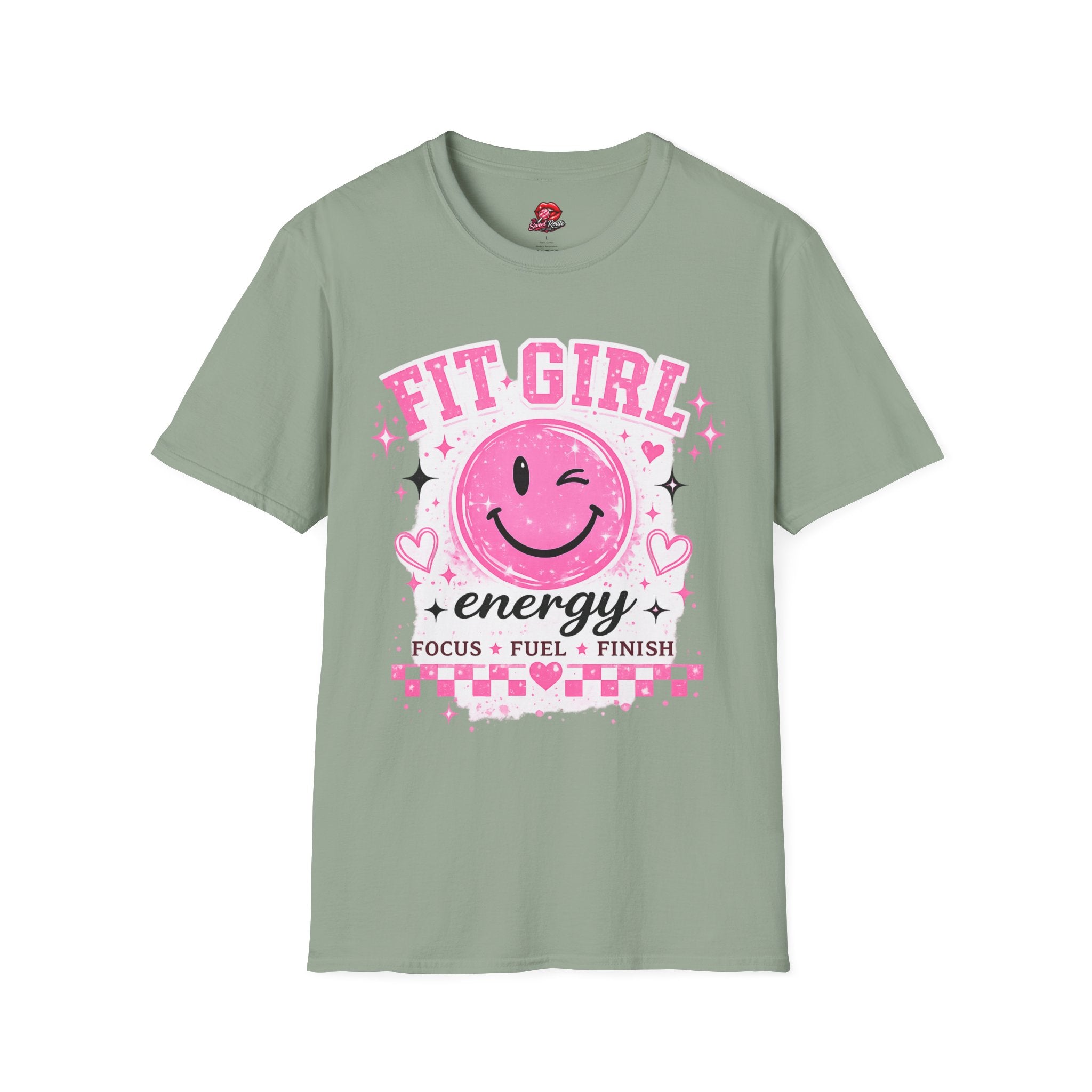 Fit Girl Pink Smiley Fitness Tee