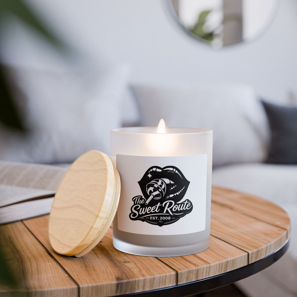 Black Sweet Route Frosted Glass Candle, 11oz
