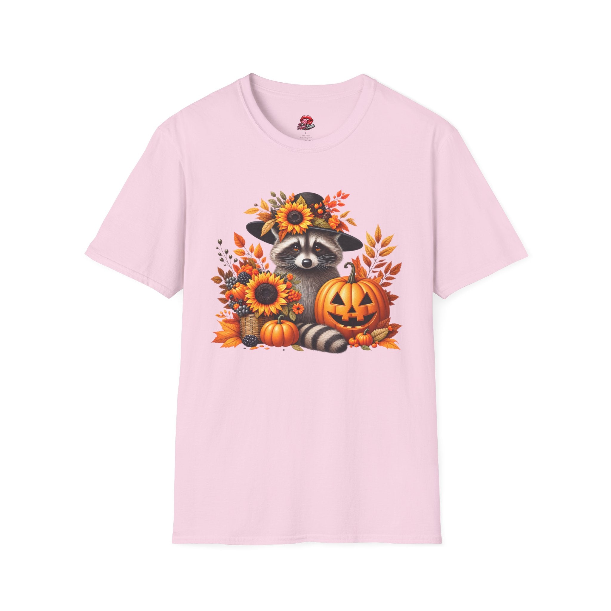 Sunflower & Autumn Leaves Raccoon Tee
