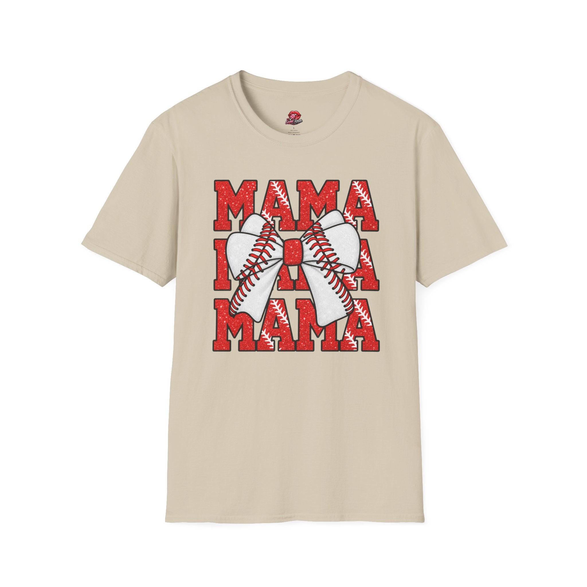 Red Glitter Baseball Mom Tee