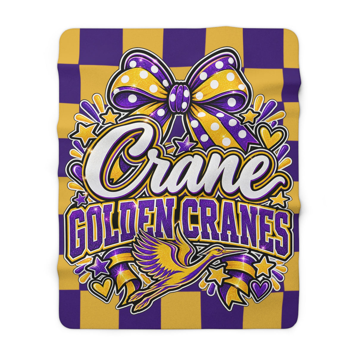 Golden Cranes Sherpa Fleece Blanket