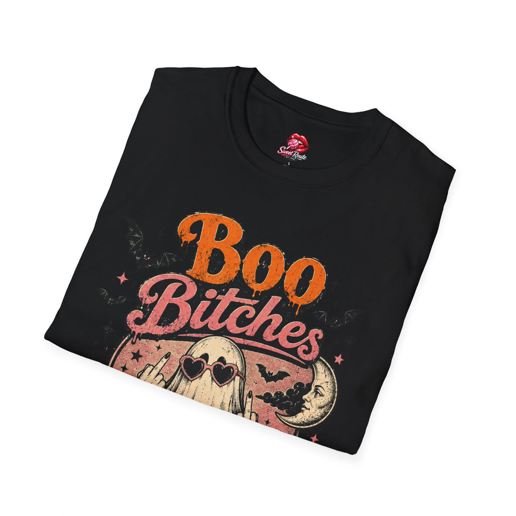 Boo Bitches Halloween T-Shirt | Funny Ghost Graphic Tee | Cute Spooky Season Shirt | Retro Halloween Tee