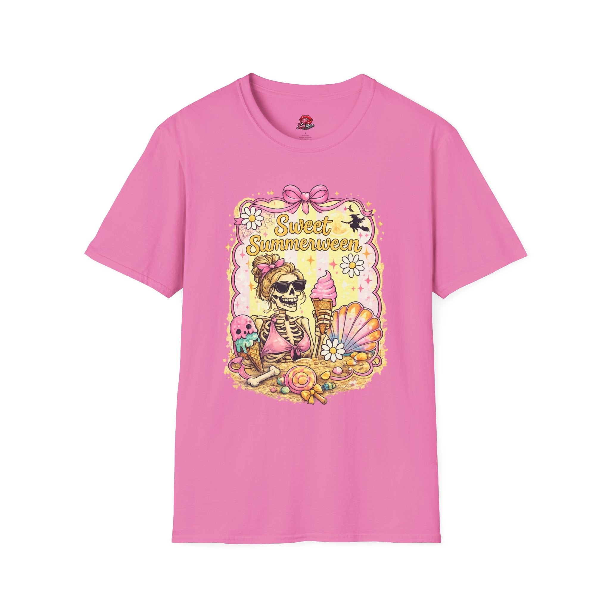 Sweet Summerween T-Shirt | Cute Skull Ice Cream Halloween Shirt | Summerween Graphic Tee | Spooky Summer Dessert Shirt | Retro Halloween Tee