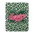 Senior 2027 Sherpa Blanket - Green Leopard Print Graduation Throw