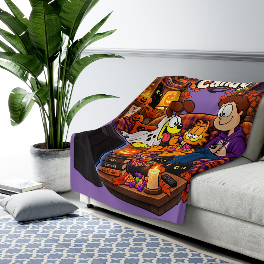 Cozy Halloween 'Candy Candy Candy' Movie Night Sherpa Blanket