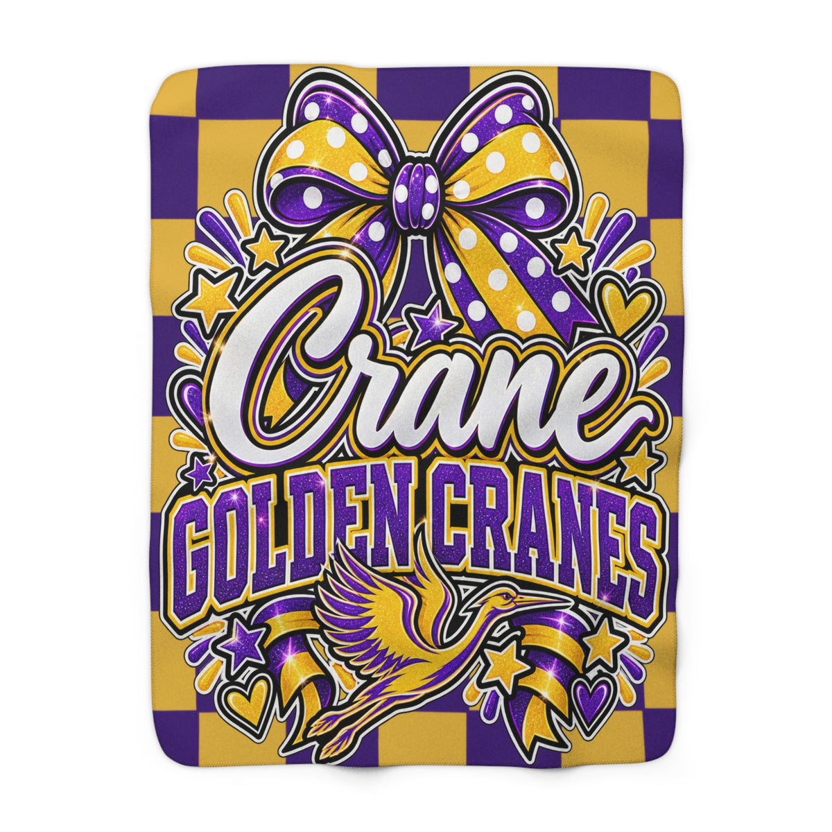 Golden Cranes Sherpa Fleece Blanket