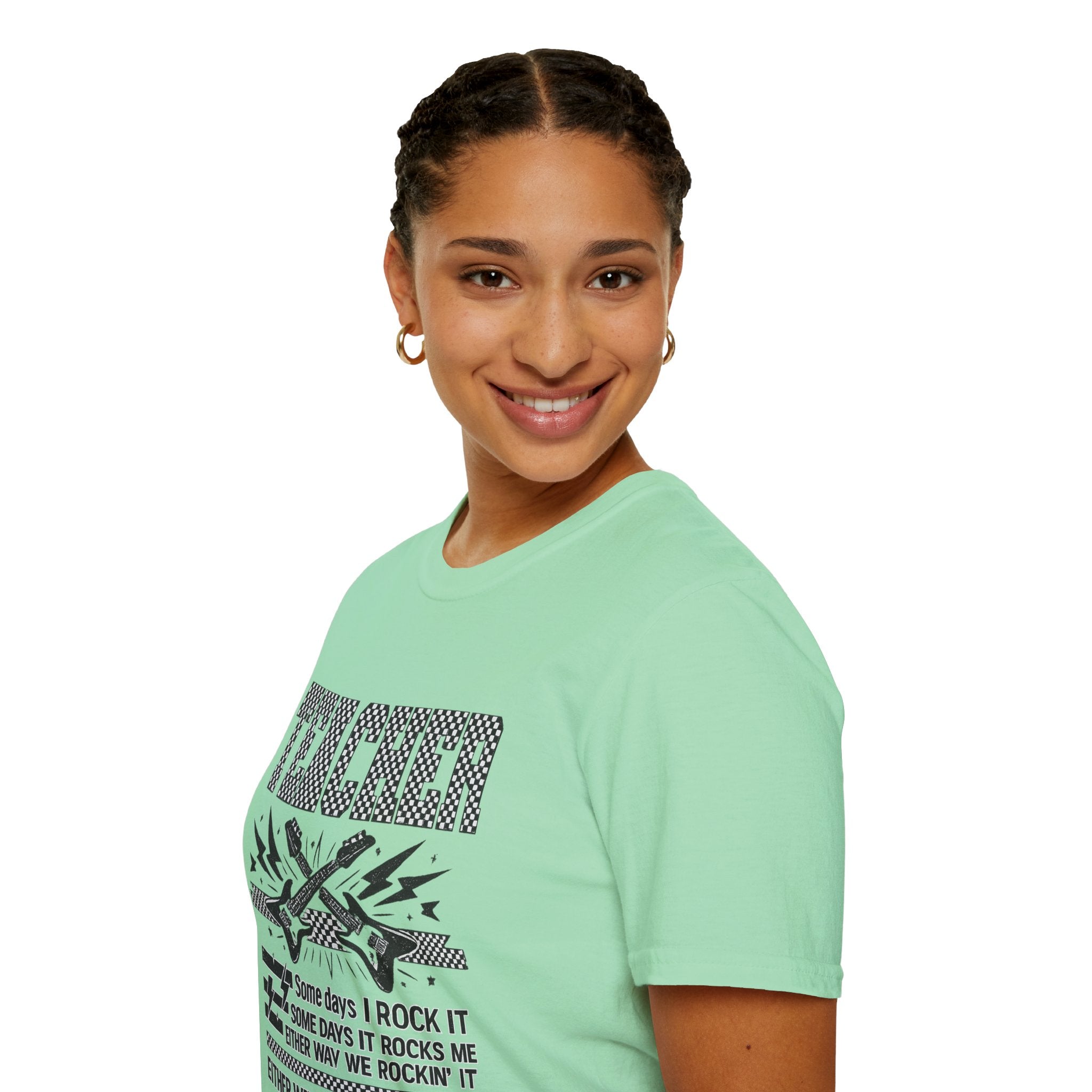 Teacher Rock T-Shirt | Retro Guitar Teacher Shirt | Vintage Rock & Roll Classroom Tee | Funny Teacher Gift