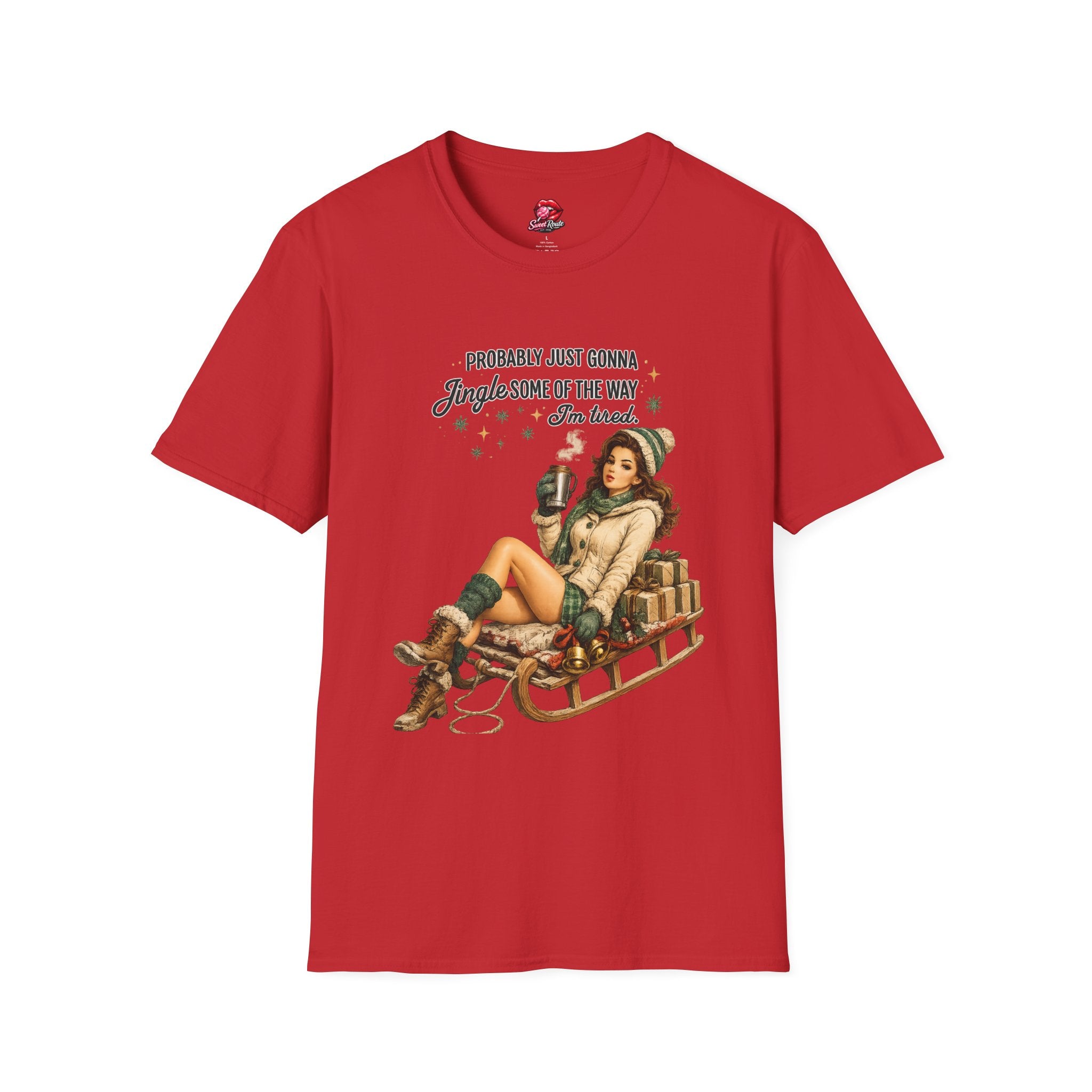Jingle Some of the Way Vintage Pinup Sleigh T-Shirt