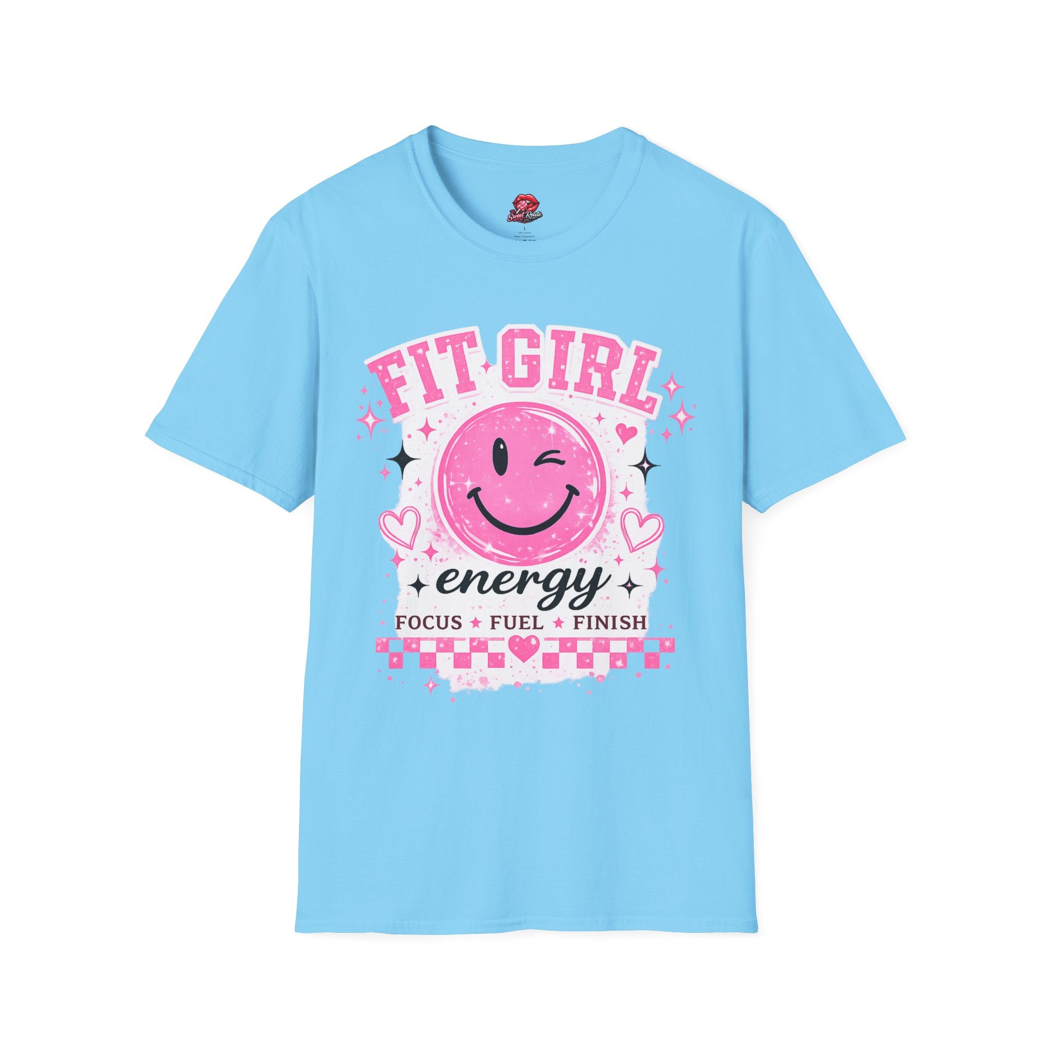 Fit Girl Pink Smiley Fitness Tee