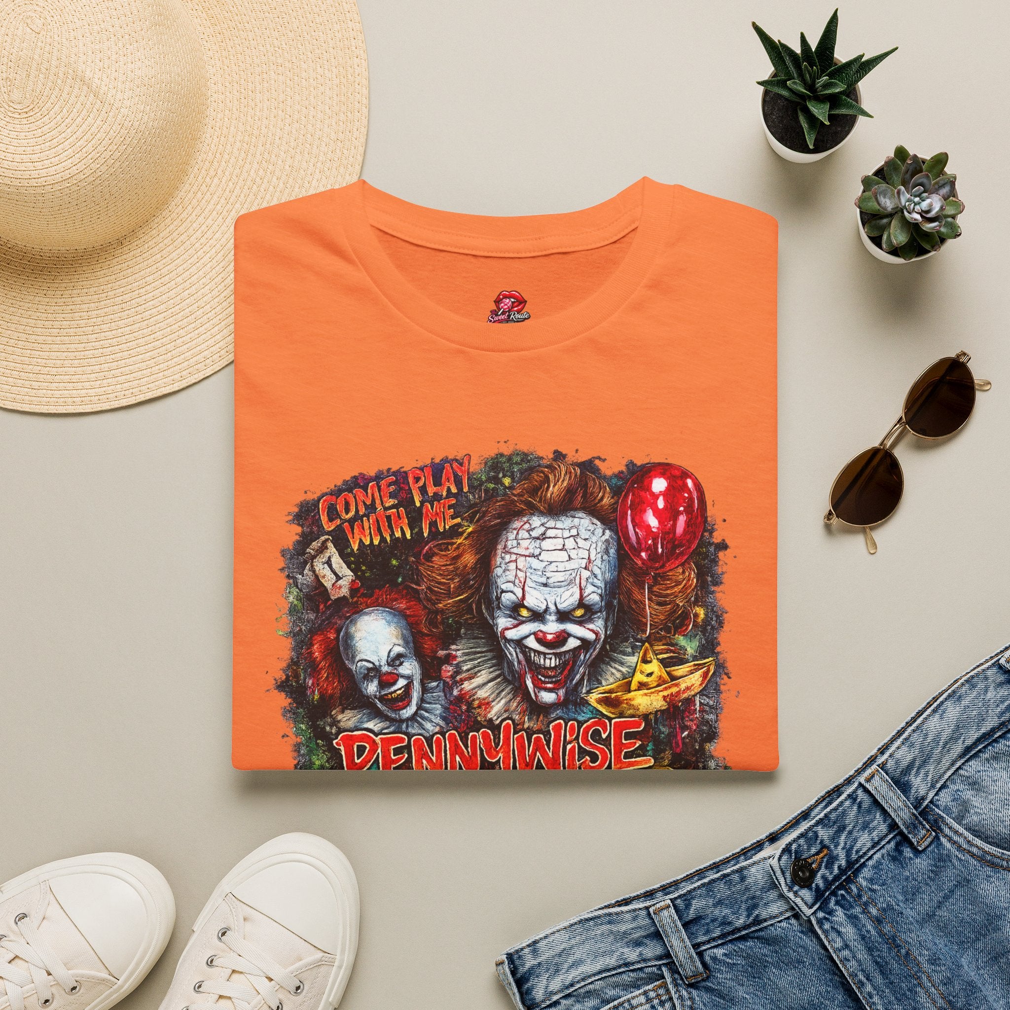 Come Play With Me Pennywise Shirt | Retro Horror Movie T-Shirt | Vintage Creepy Clown Halloween Graphic Tee | Spooky Halloween Shirt
