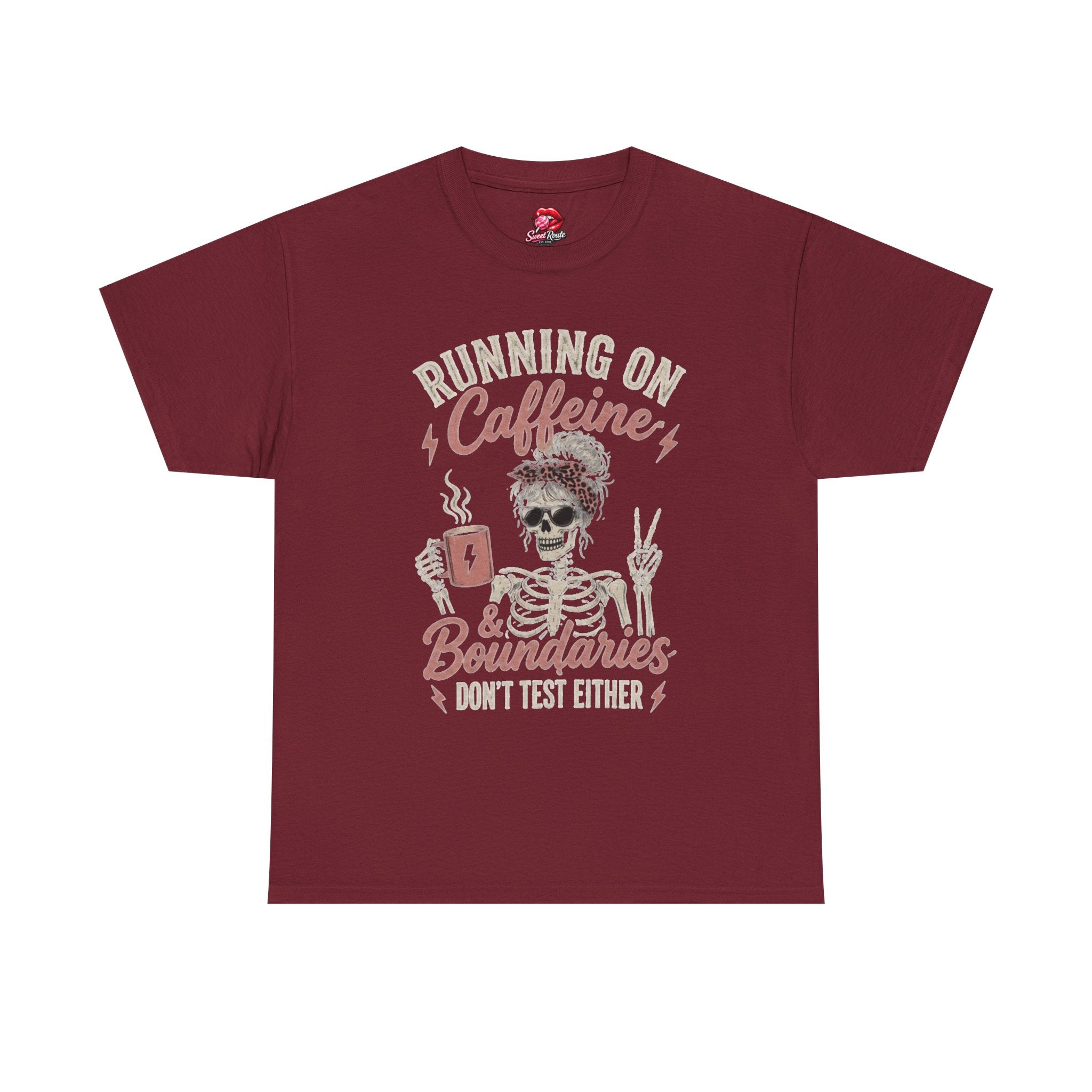 Running on Caffeine & Boundaries Skull Tee | Coffee Skeleton Shirt